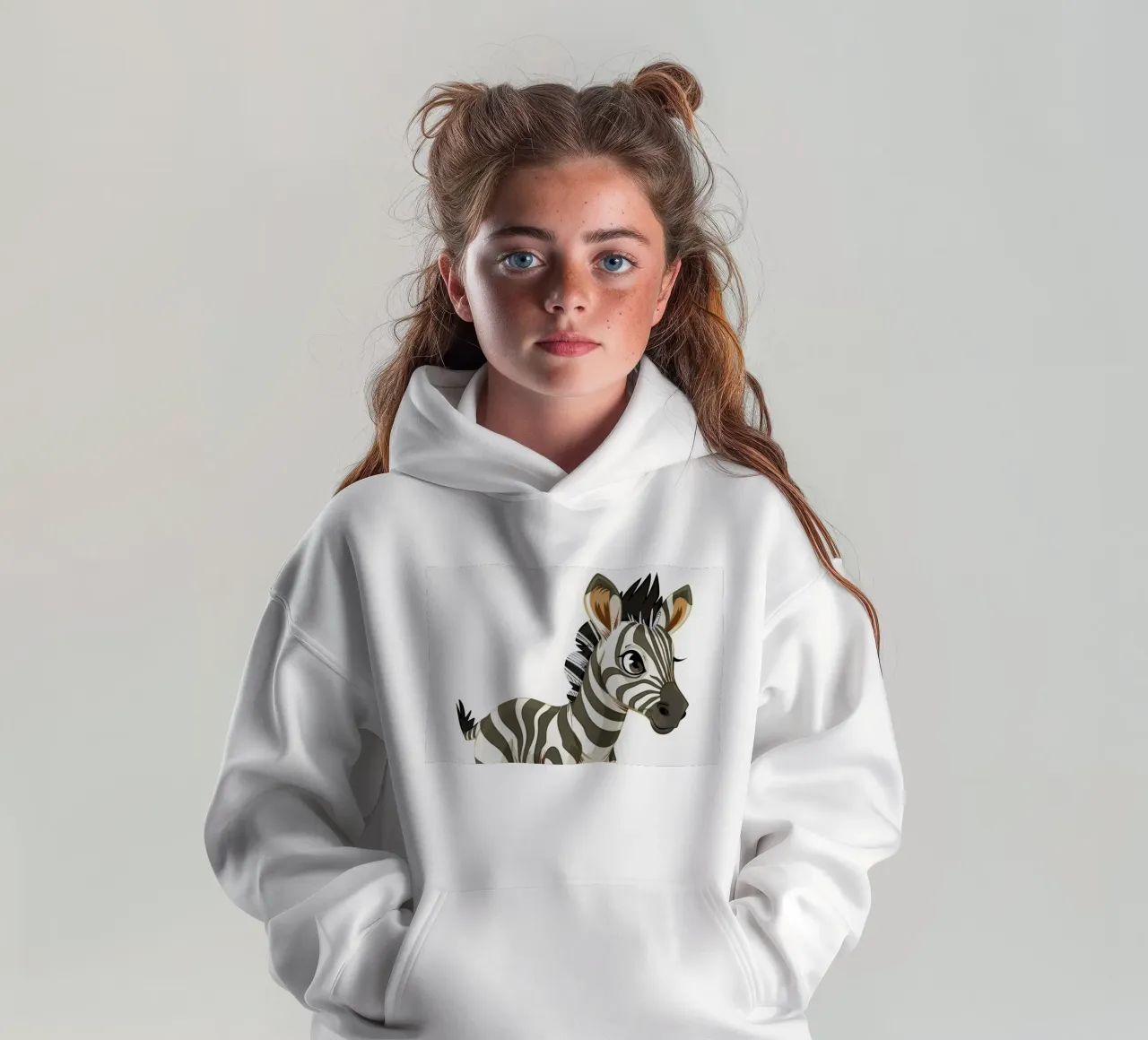Mignon personnage de dessin animé zébré dans une attitude enjouée sweat à capuche enfant de DesignDoodle