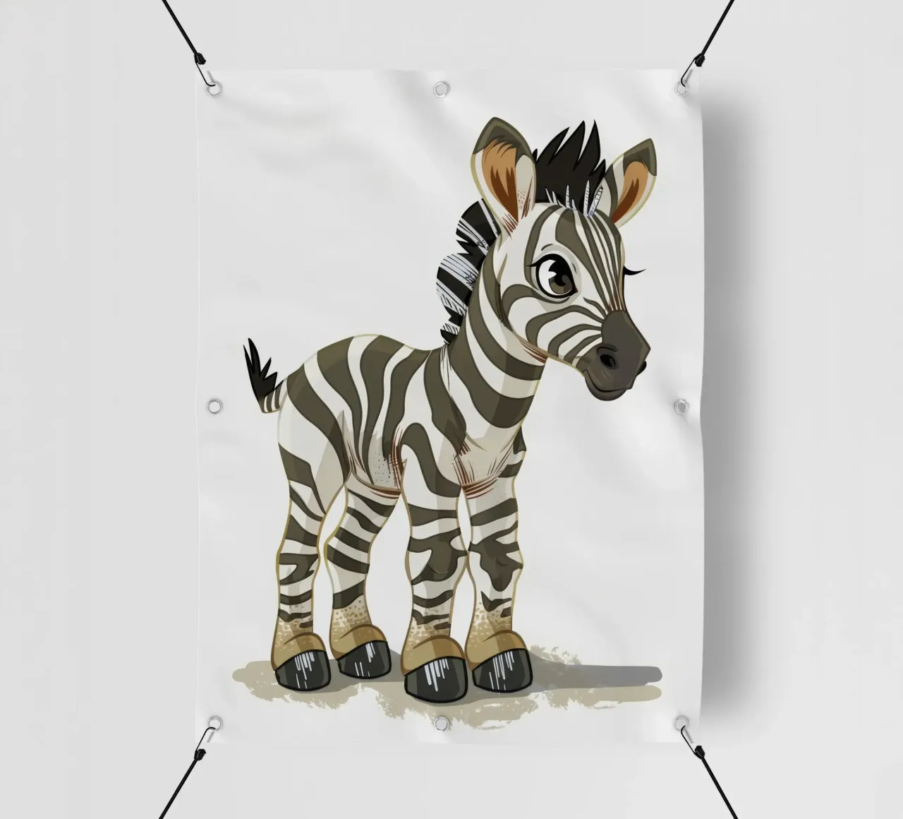 Niedliche Cartoon-Zebra-Figur in verspielter Haltung PVC Plane von DesignDoodle