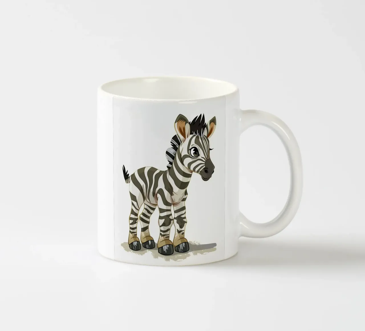 Schattig cartoon zebrafiguurtje in een speelse houding keramische mok van DesignDoodle