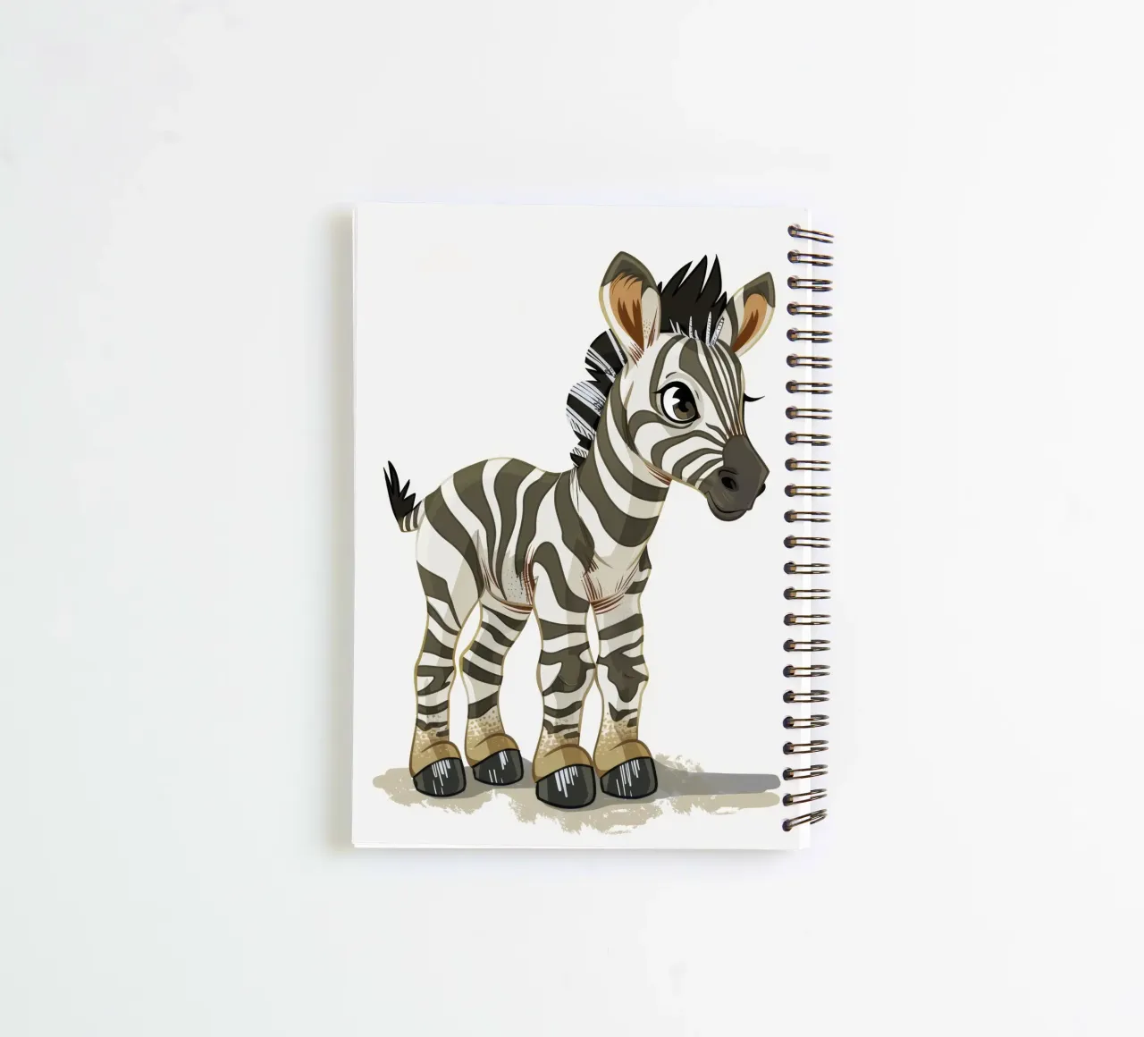Cute cartoon zebra character in a playful stance spiral notebook by DesignDoodle