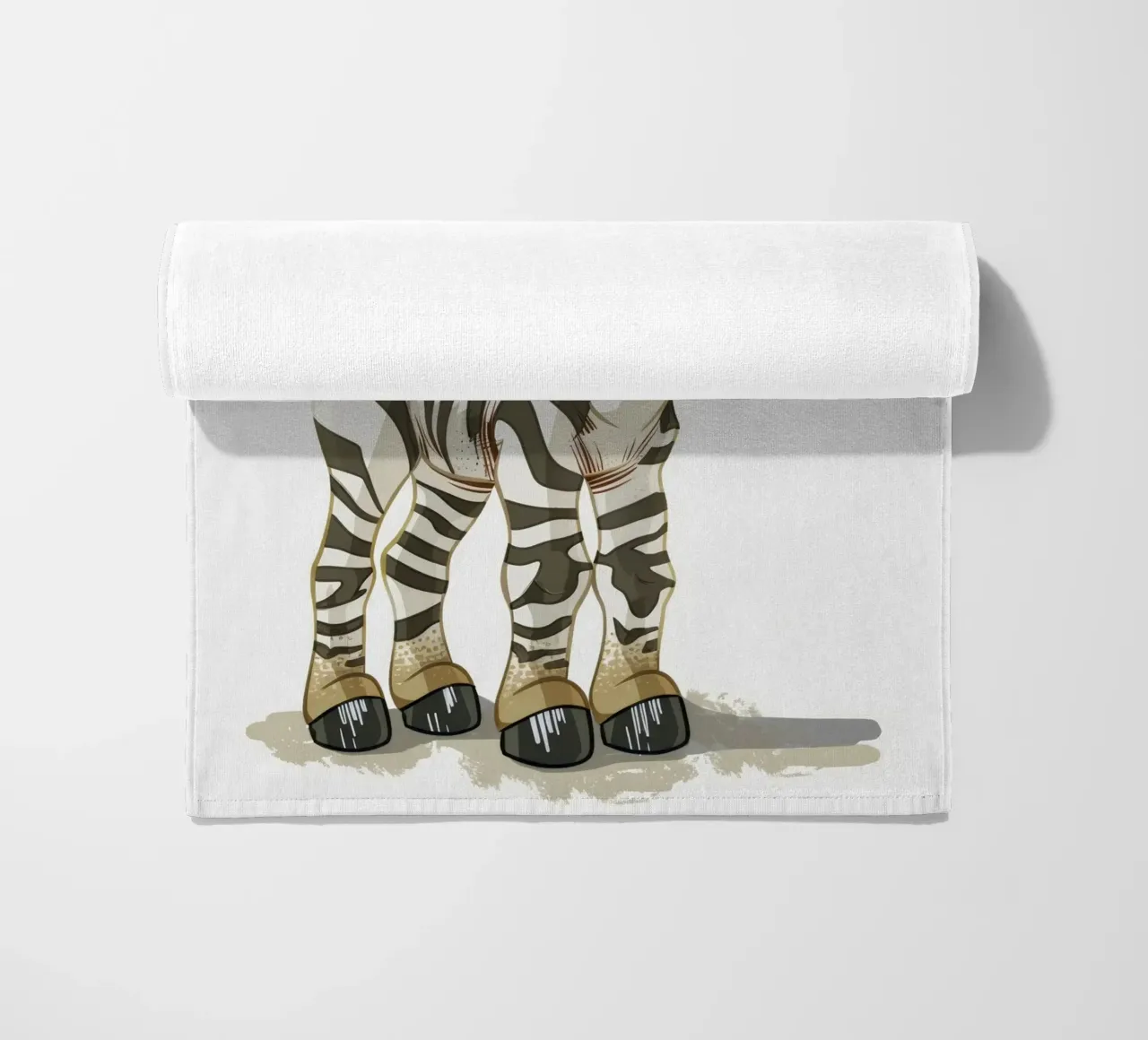 Cute cartoon zebra character in a playful stance beach towel by DesignDoodle