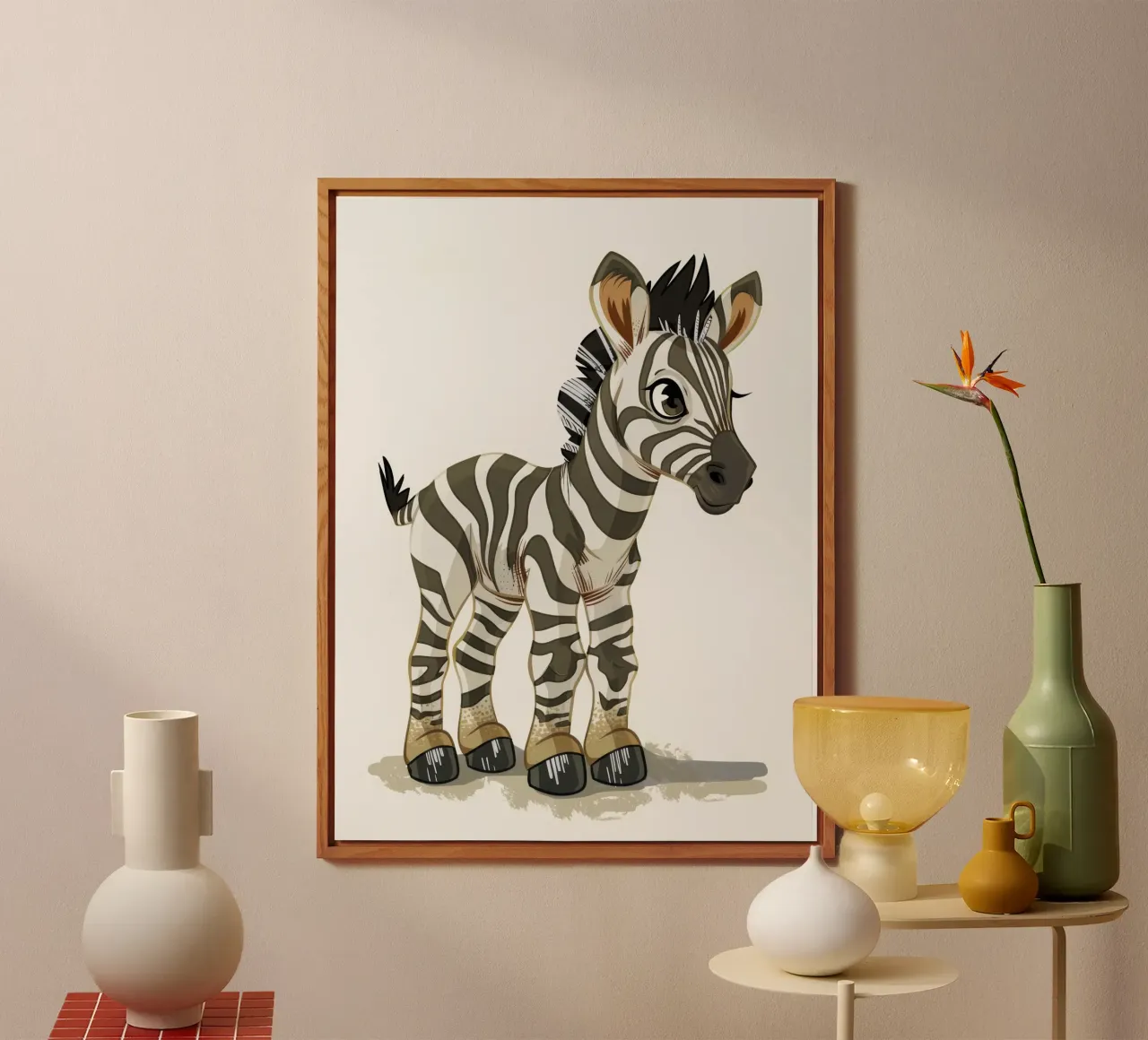 Mignon personnage de dessin animé zébré dans une attitude enjouée panneau forex de DesignDoodle