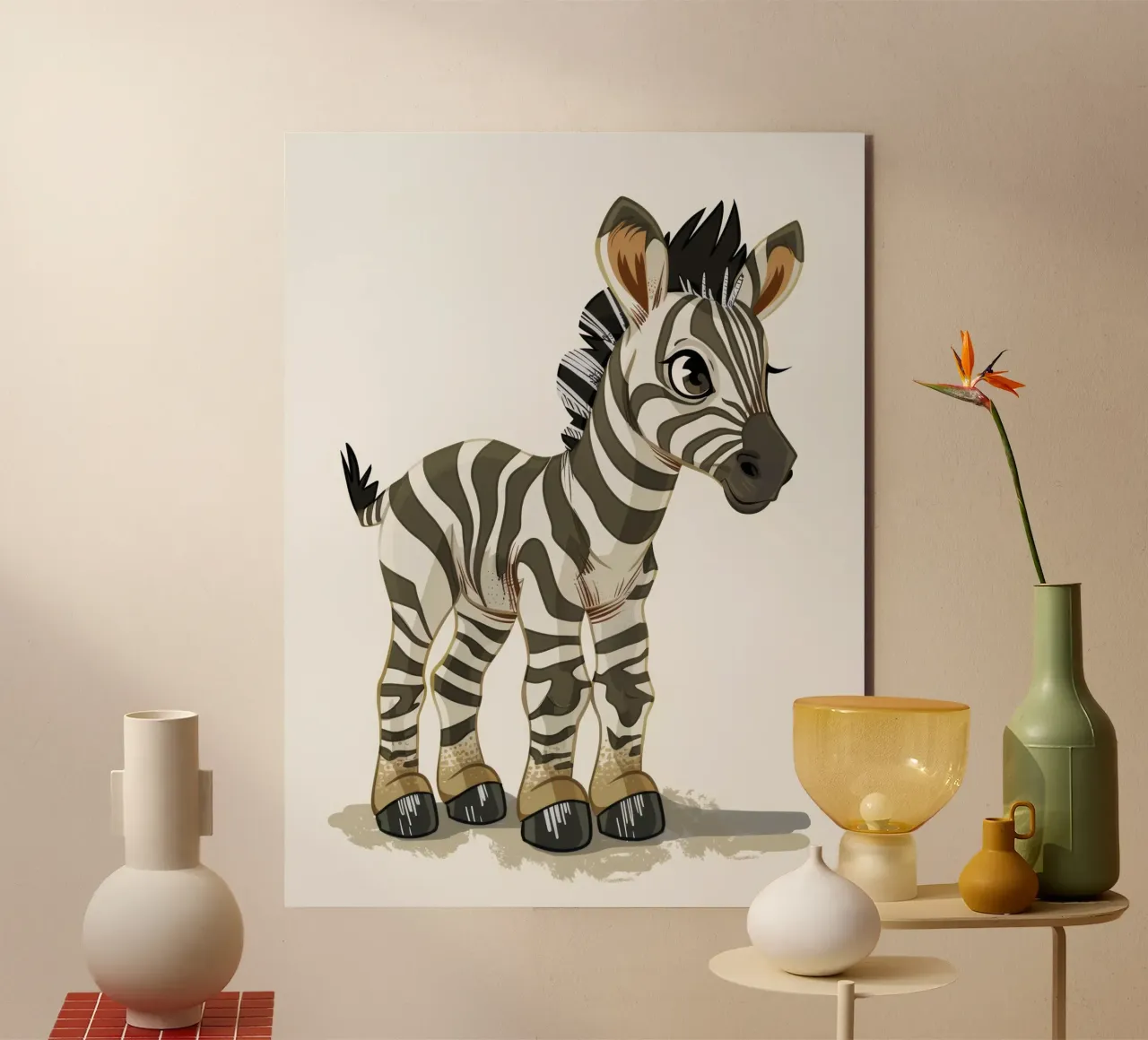 Mignon personnage de dessin animé zébré dans une attitude enjouée panneau forex de DesignDoodle