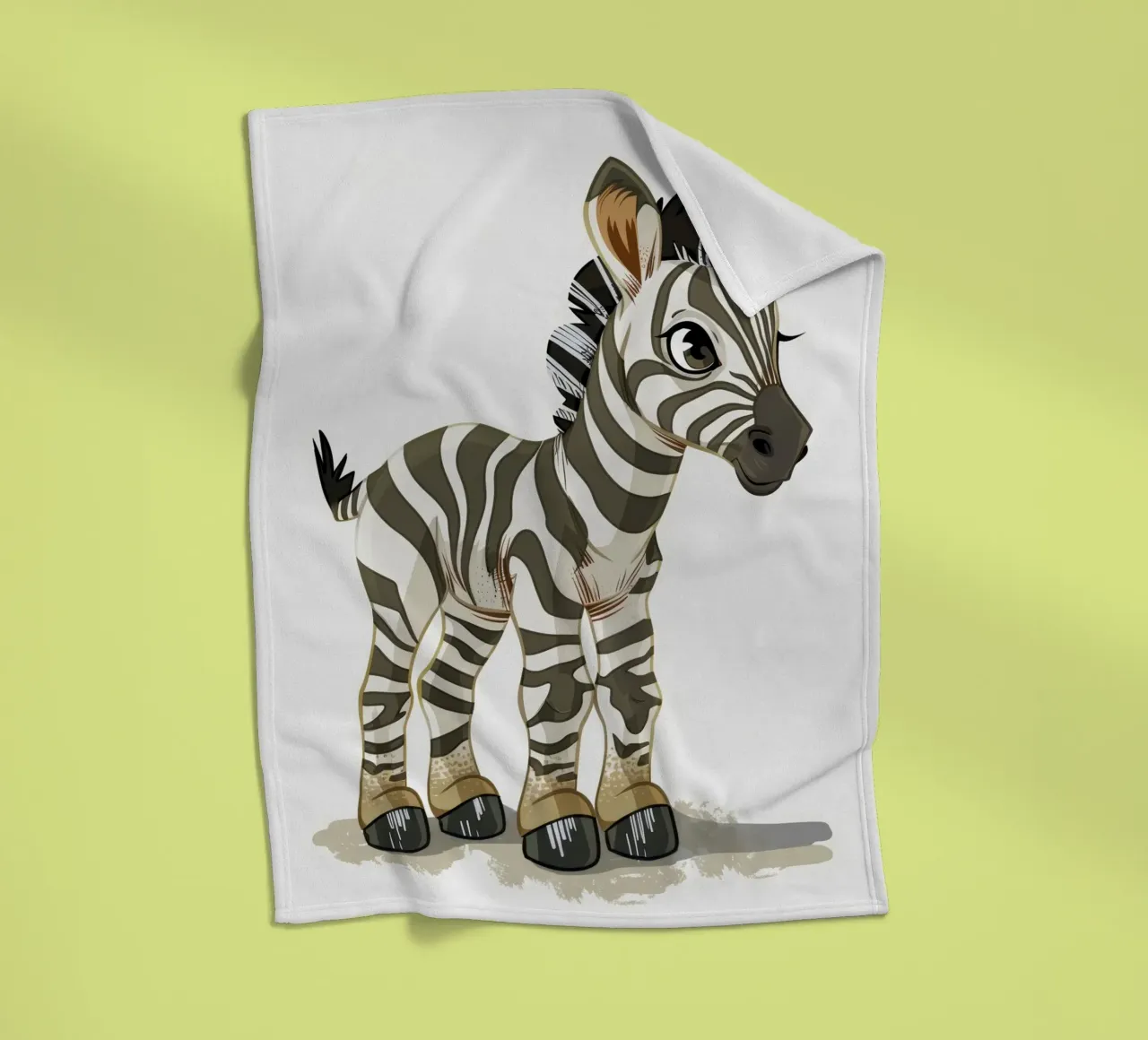 Simpatico personaggio zebrato dei cartoni animati in posizione giocosa coperta in pile da DesignDoodle