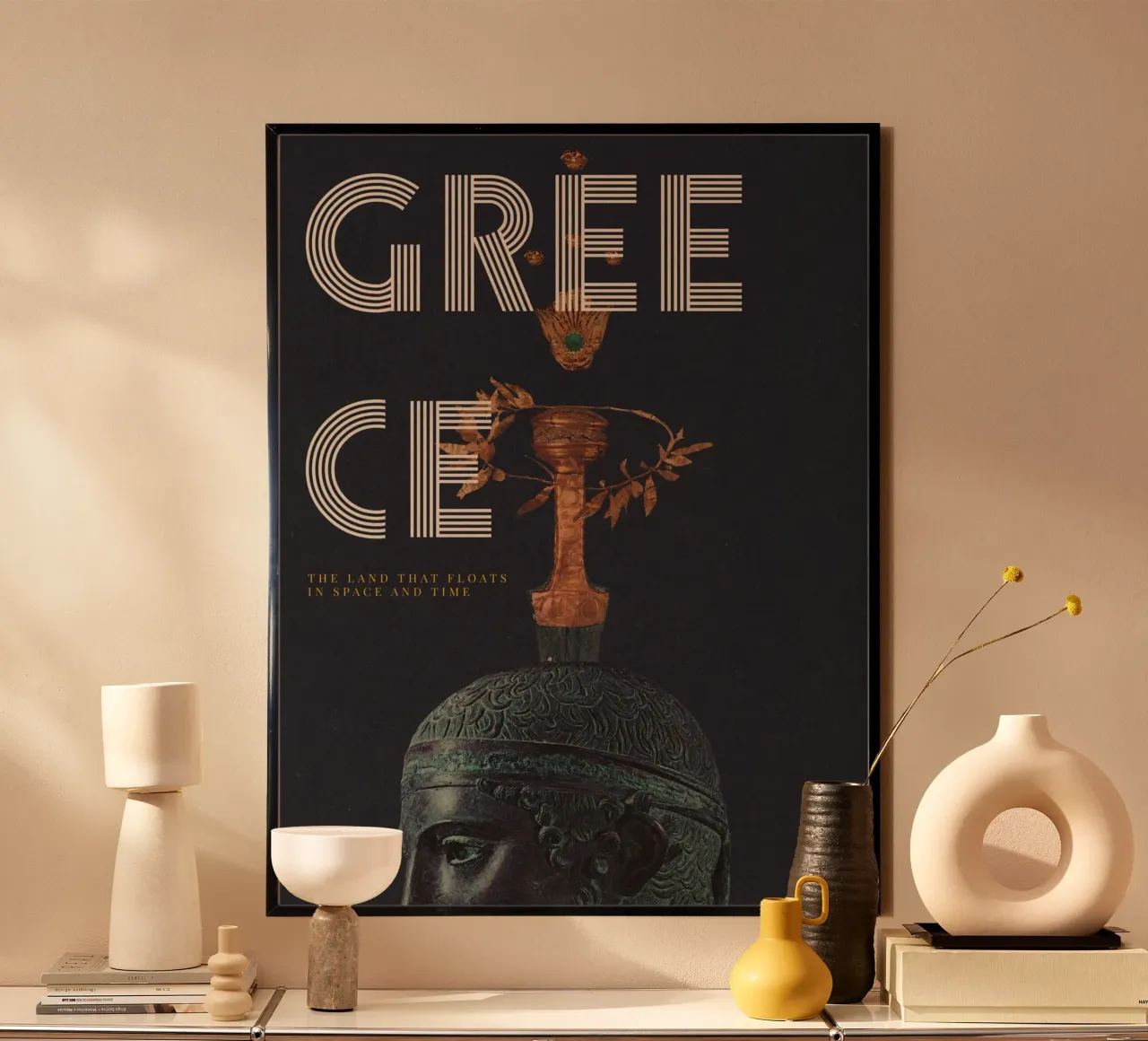 Greece 05 poster con telaio in legno da Frank Moth
