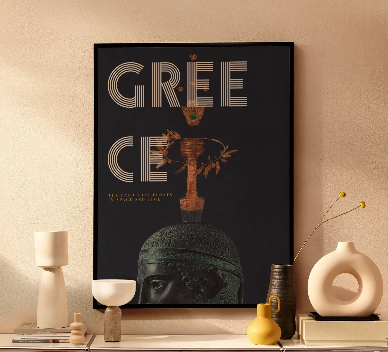 Greece 05 poster con telaio in legno da Frank Moth