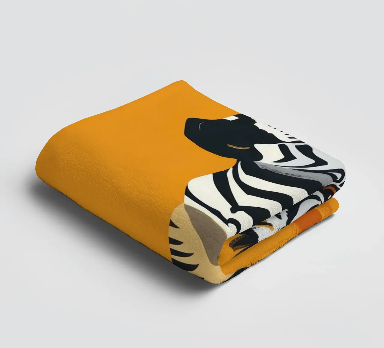 Puledro zebra carino in piedi su uno sfondo arancione brillante asciugamano da bagno da DesignDoodle