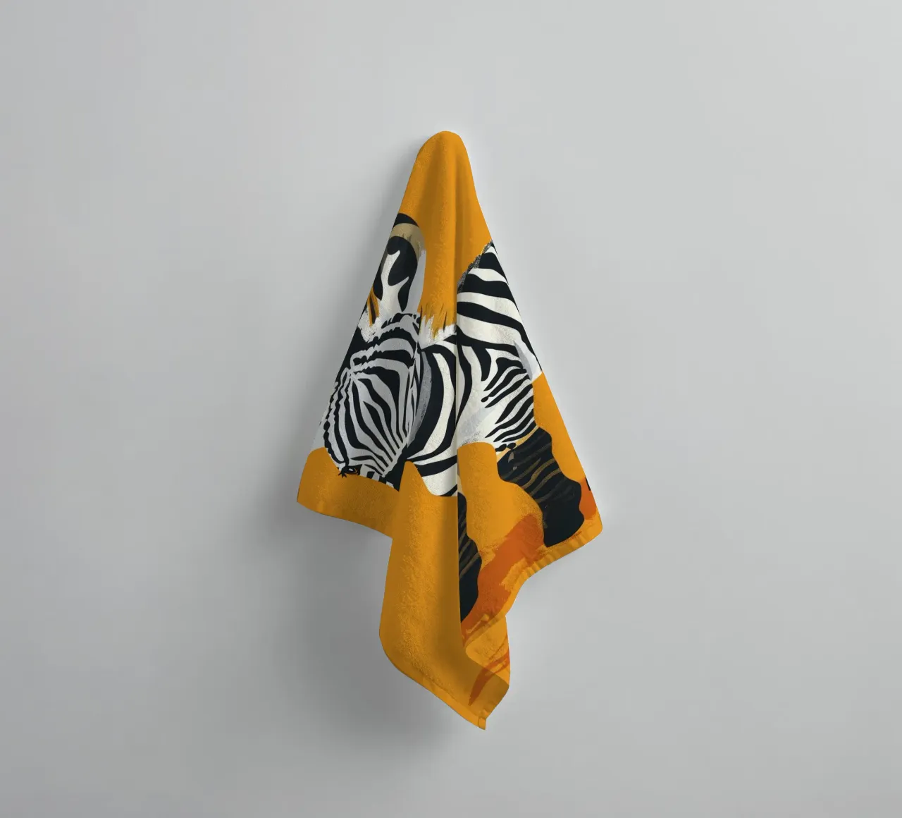 Puledro zebra carino in piedi su uno sfondo arancione brillante asciugamano da bagno da DesignDoodle