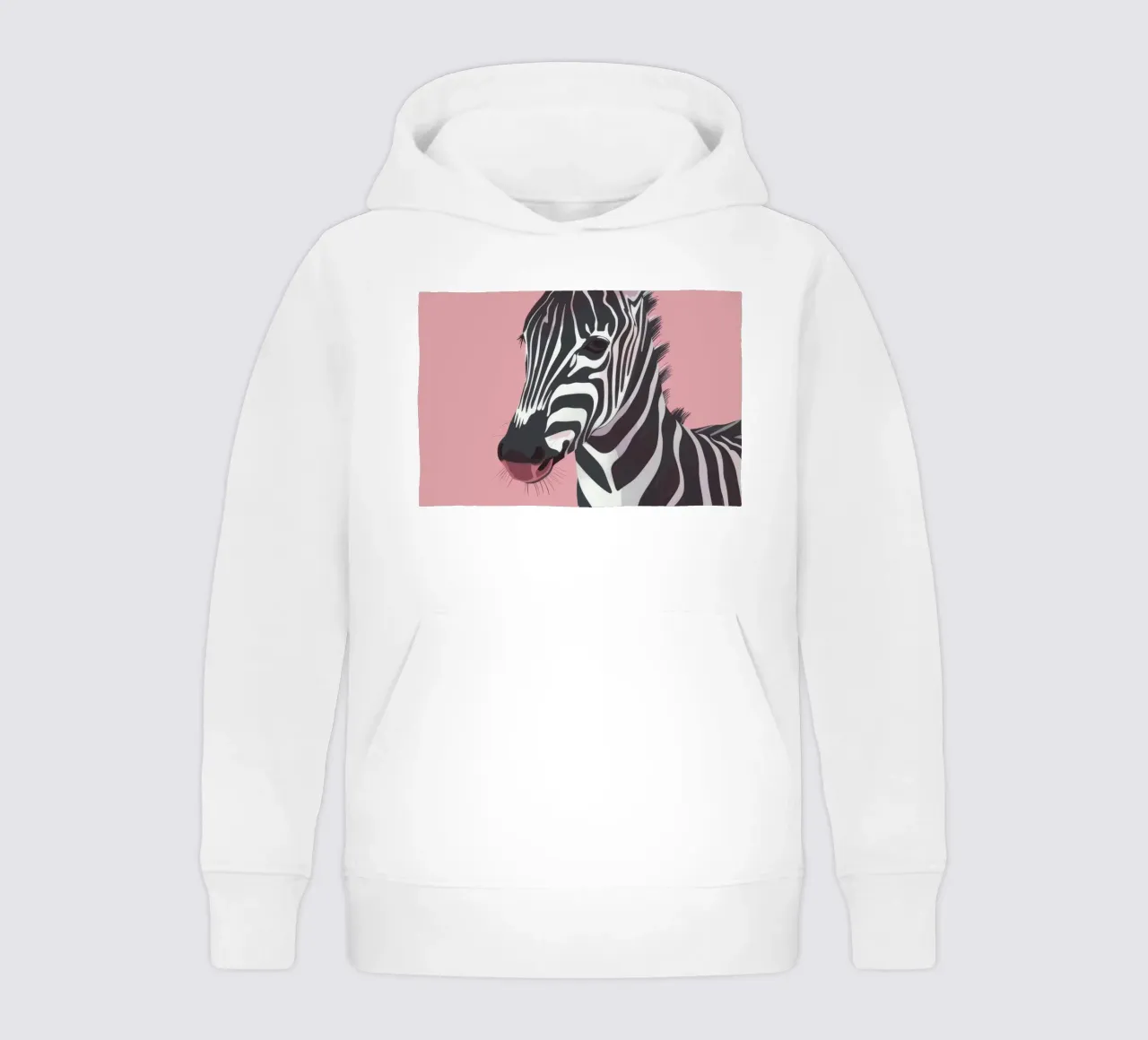 Testa di zebra su sfondo rosa felpa bambino con cappuccio da DesignDoodle