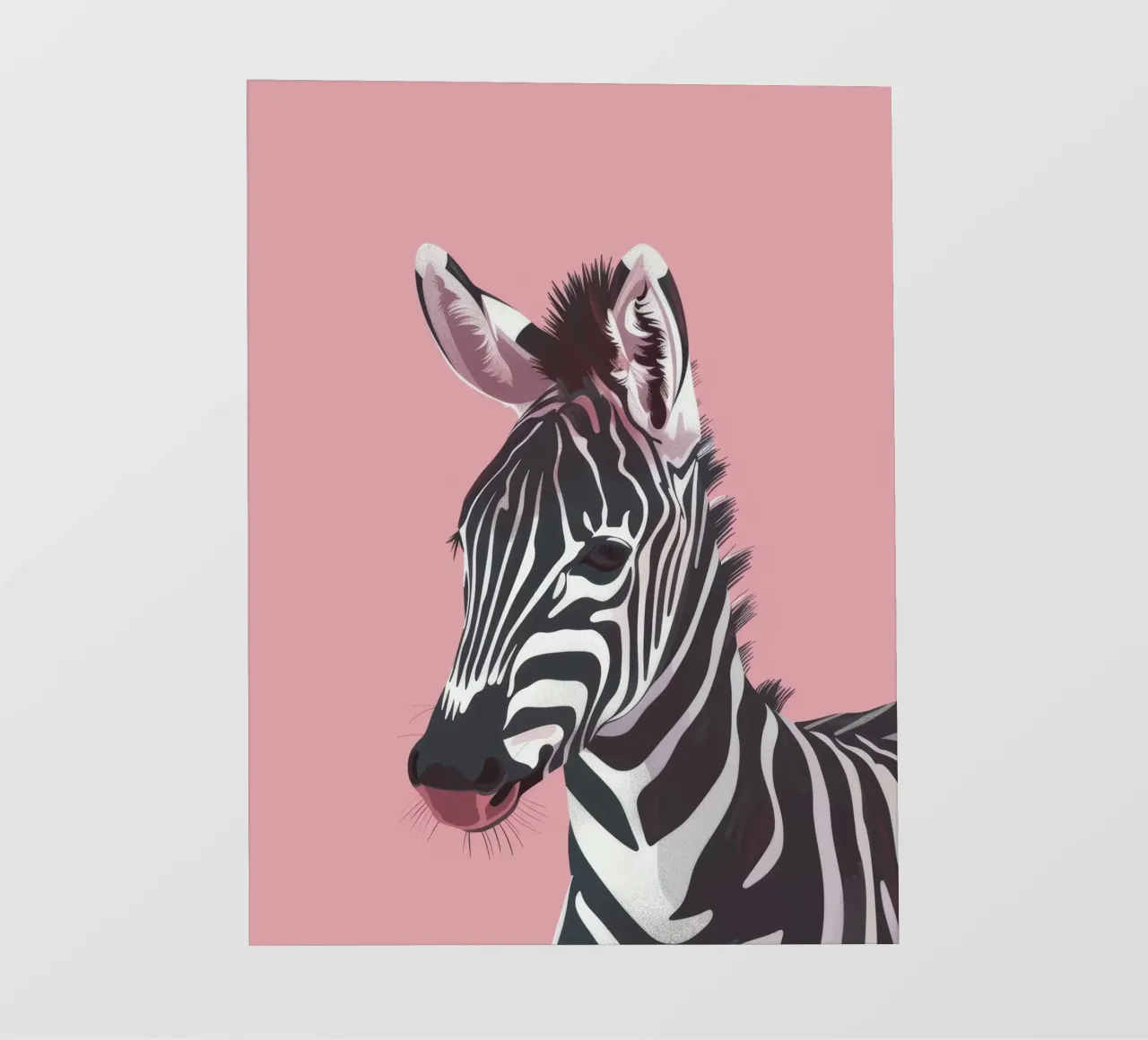 zebra head against a pink background photo wallpaper by DesignDoodle