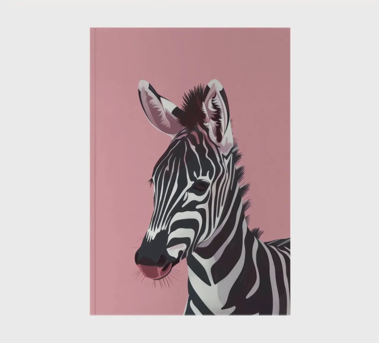 zebra head against a pink background notebook by DesignDoodle