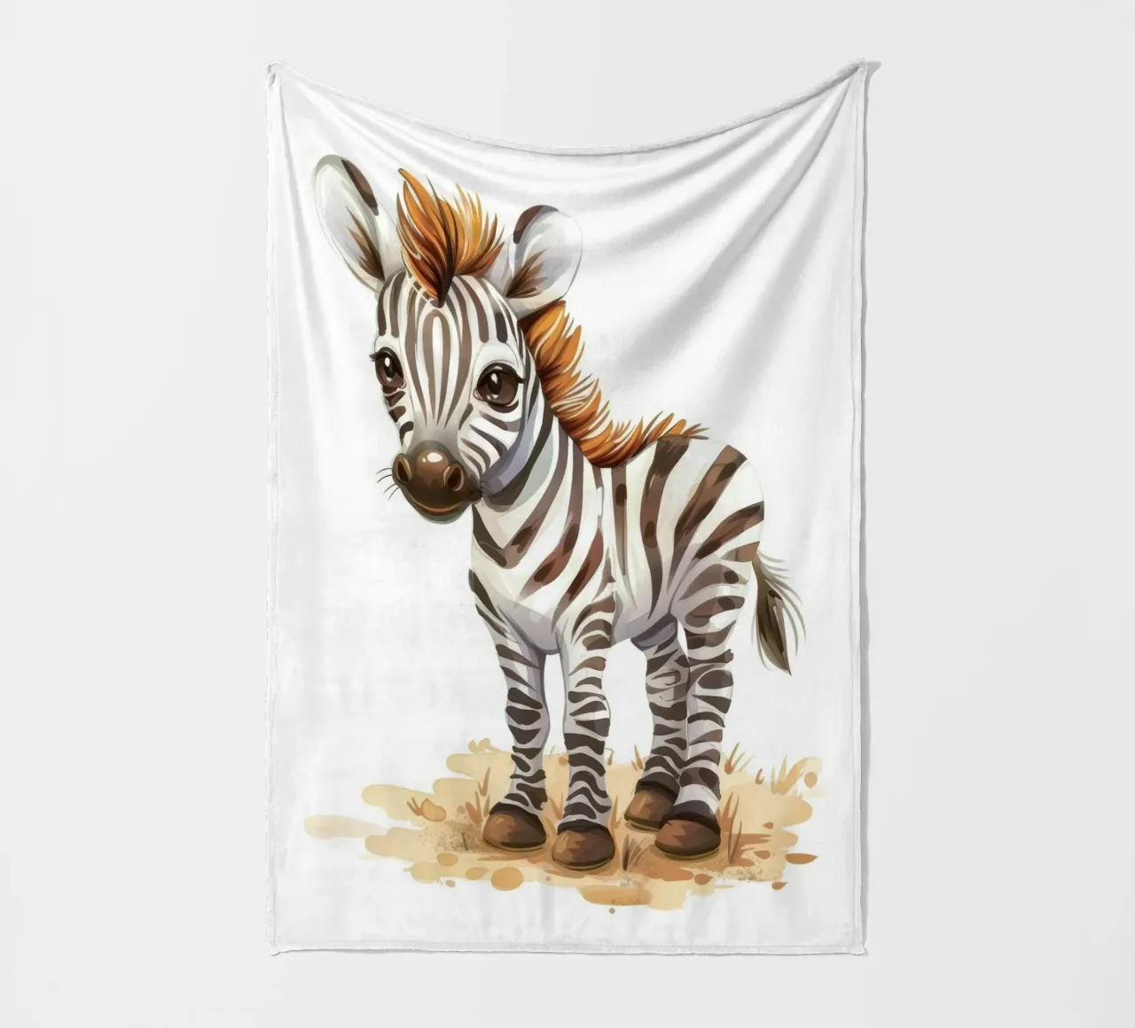 Mignon bébé zèbre debout sur un sol sablonneux avec une courte crinière plaid polaire de DesignDoodle