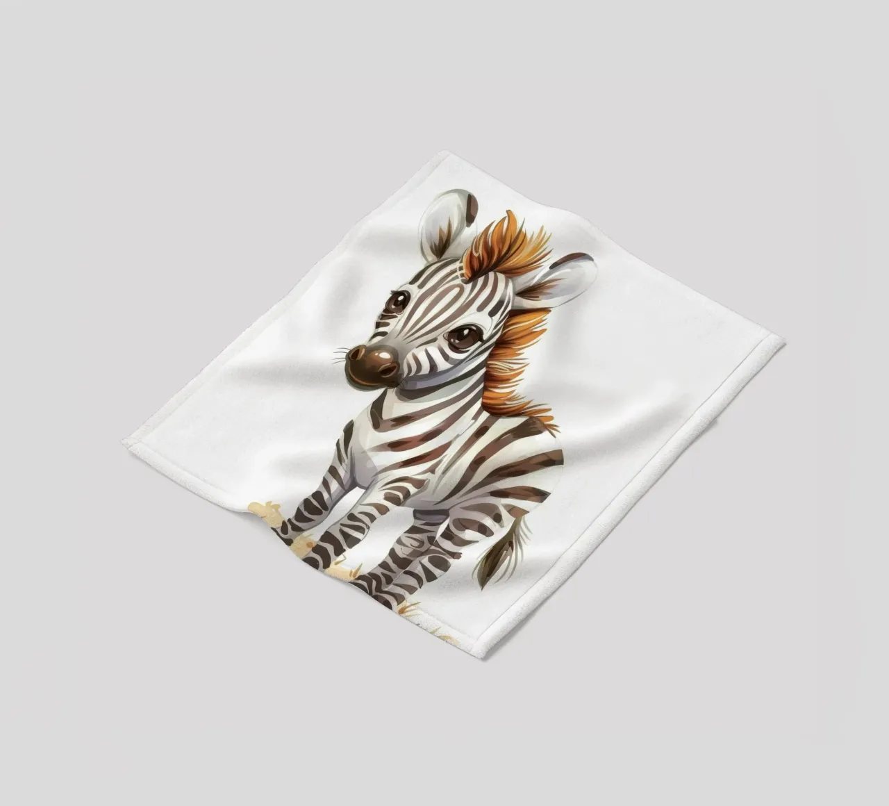 Mignon bébé zèbre debout sur un sol sablonneux avec une courte crinière plaid polaire de DesignDoodle