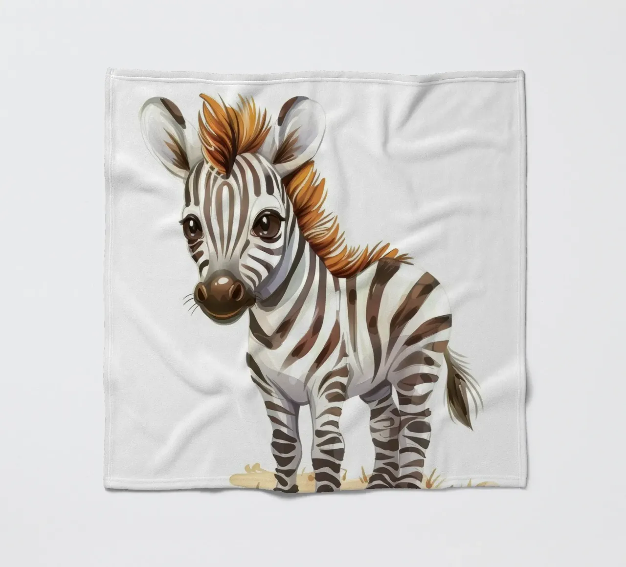 Mignon bébé zèbre debout sur un sol sablonneux avec une courte crinière plaid polaire de DesignDoodle