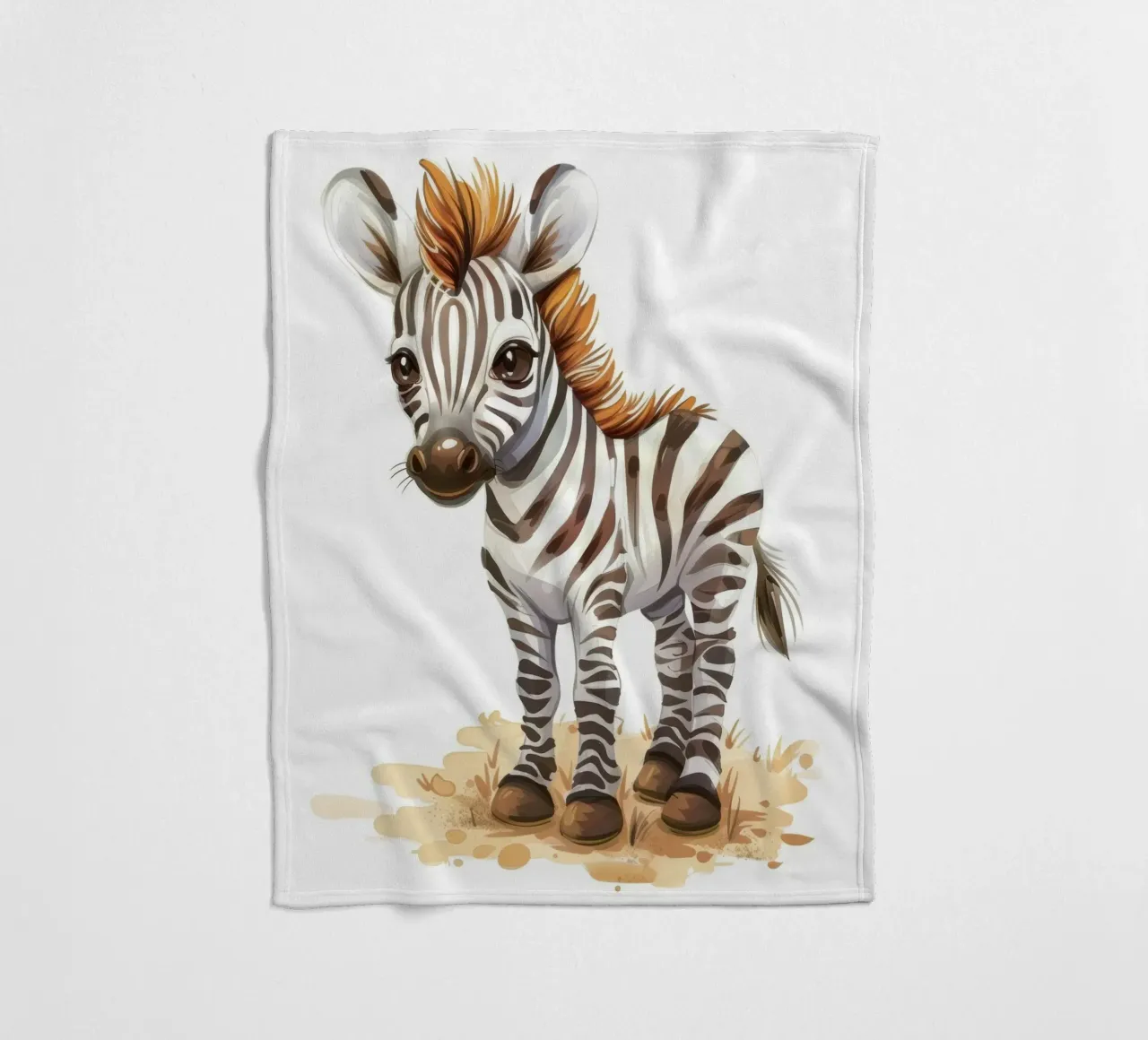 Mignon bébé zèbre debout sur un sol sablonneux avec une courte crinière plaid polaire de DesignDoodle