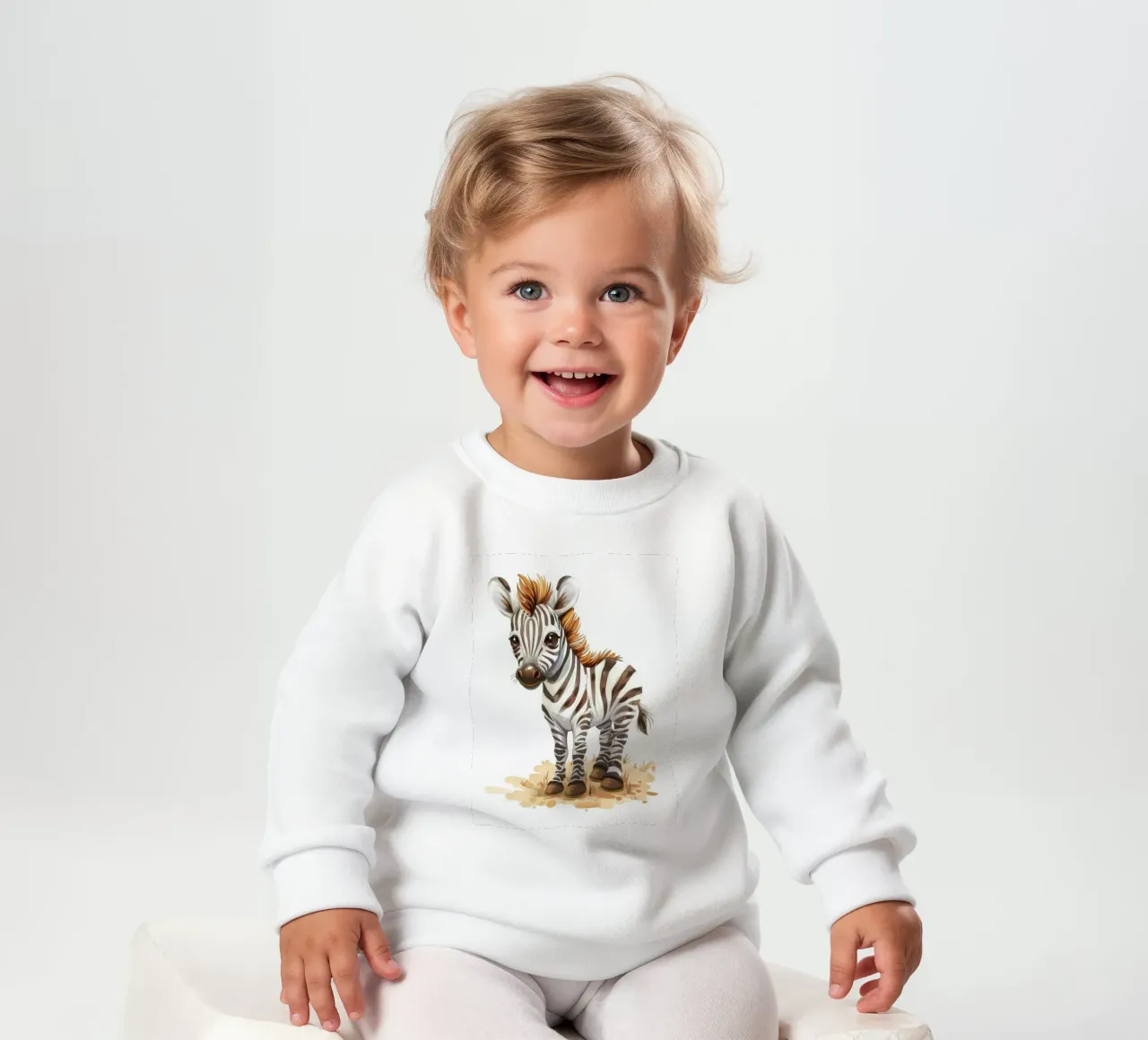 Carino il cucciolo di zebra in piedi sul terreno sabbioso con la criniera corta felpa neonato da DesignDoodle