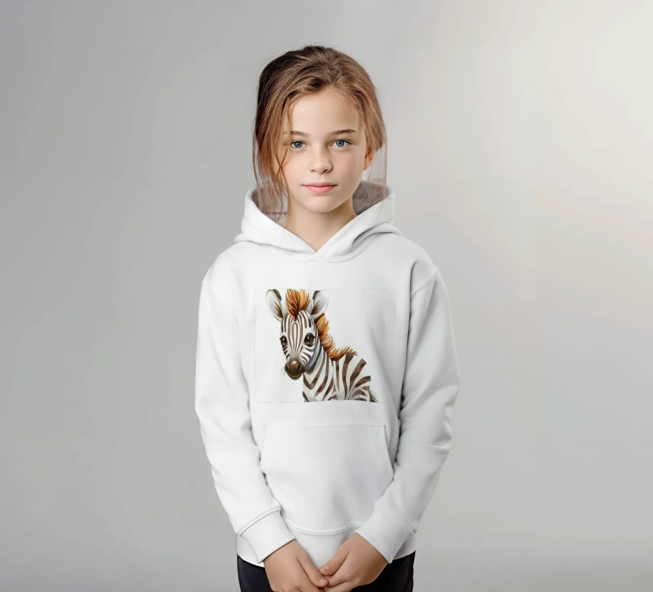 Carino il cucciolo di zebra in piedi sul terreno sabbioso con la criniera corta felpa bambino con cappuccio da DesignDoodle