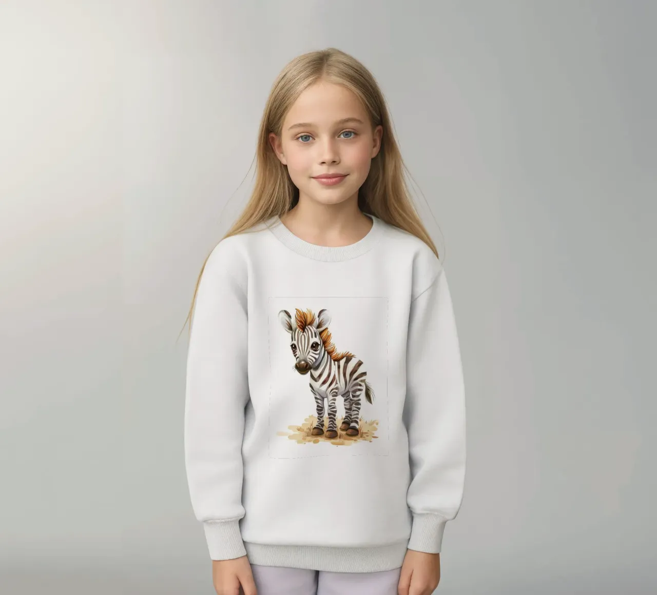 Carino il cucciolo di zebra in piedi sul terreno sabbioso con la criniera corta felpa bambino da DesignDoodle