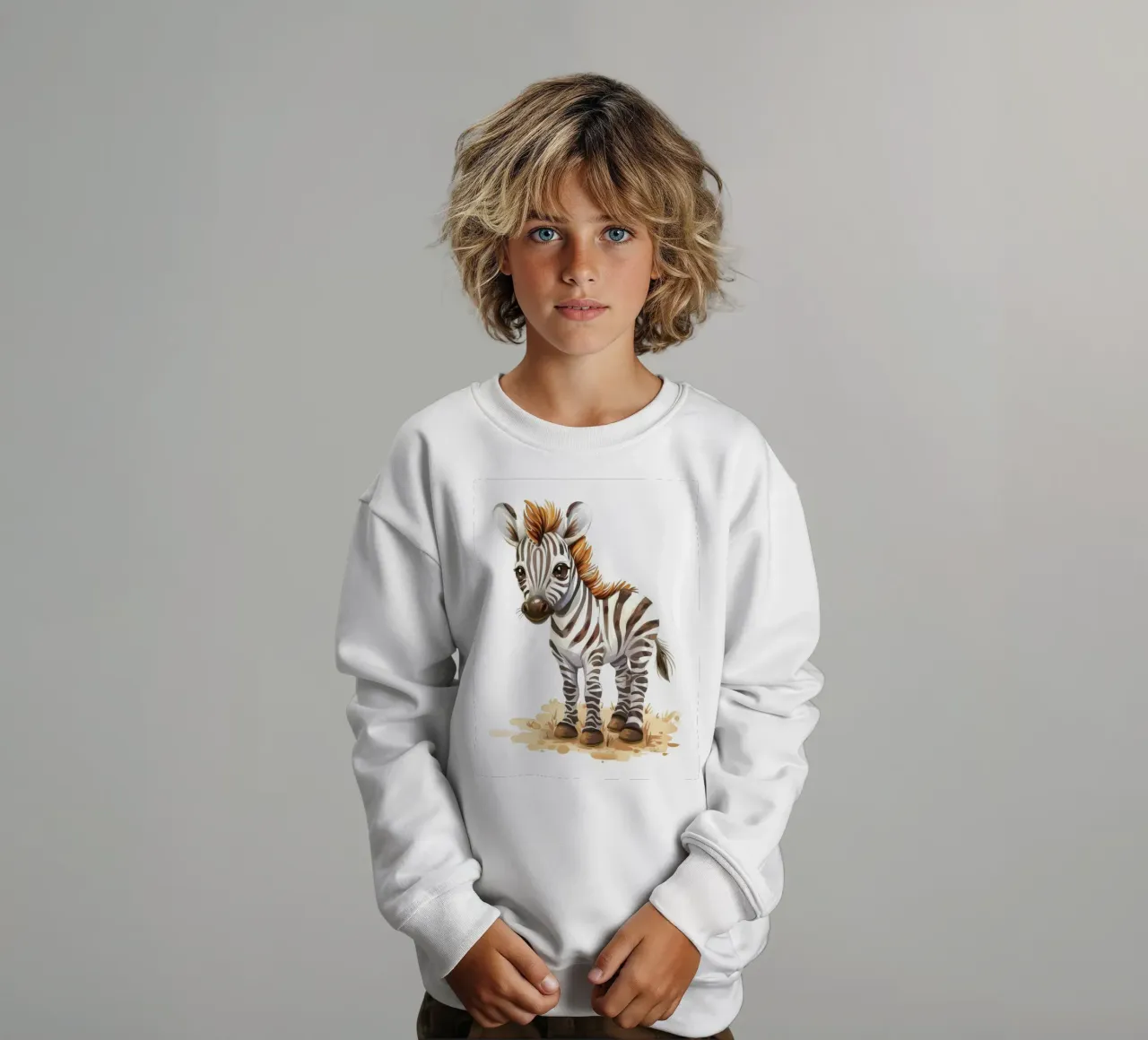 Carino il cucciolo di zebra in piedi sul terreno sabbioso con la criniera corta felpa bambino da DesignDoodle