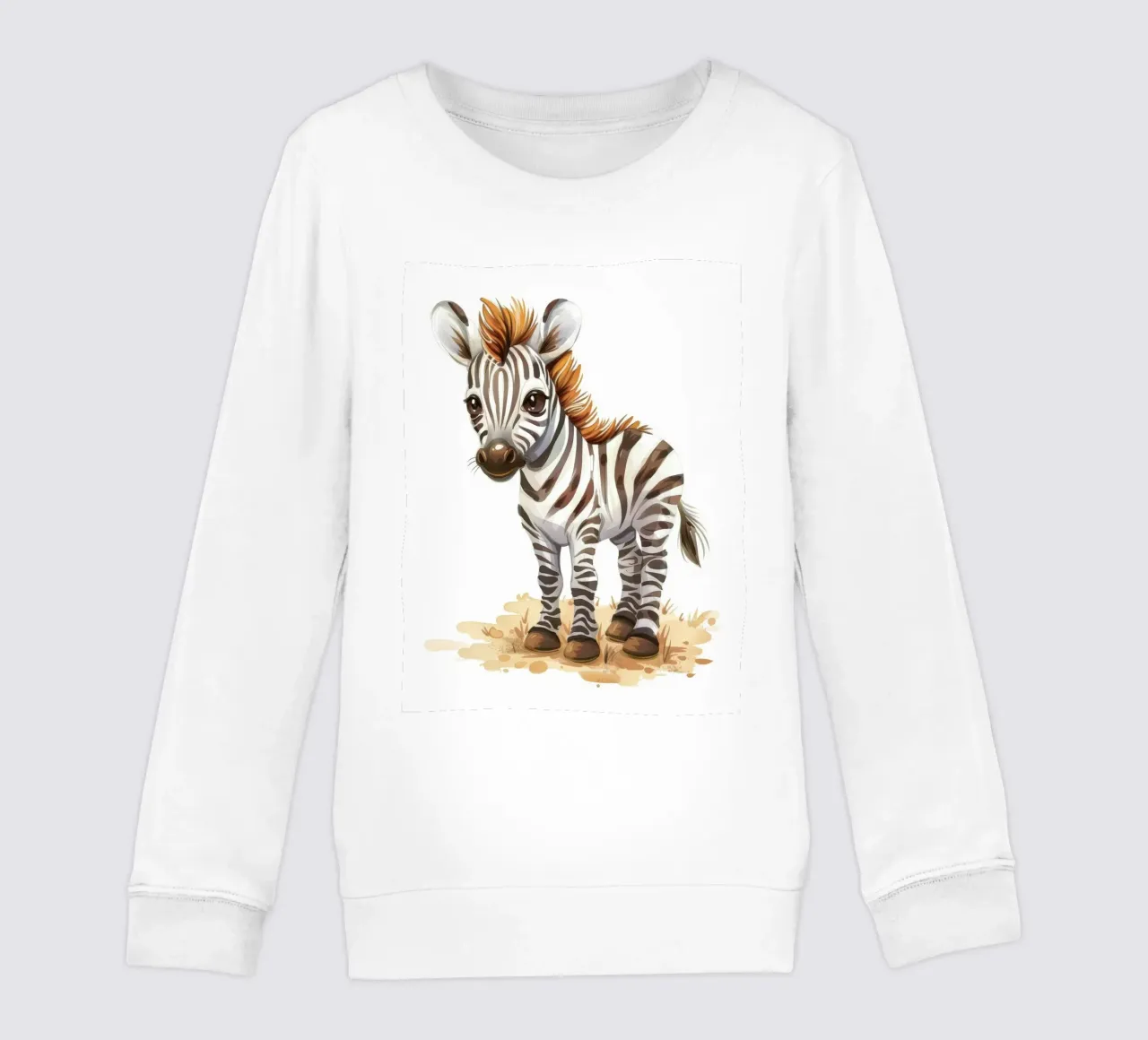 Carino il cucciolo di zebra in piedi sul terreno sabbioso con la criniera corta felpa bambino da DesignDoodle