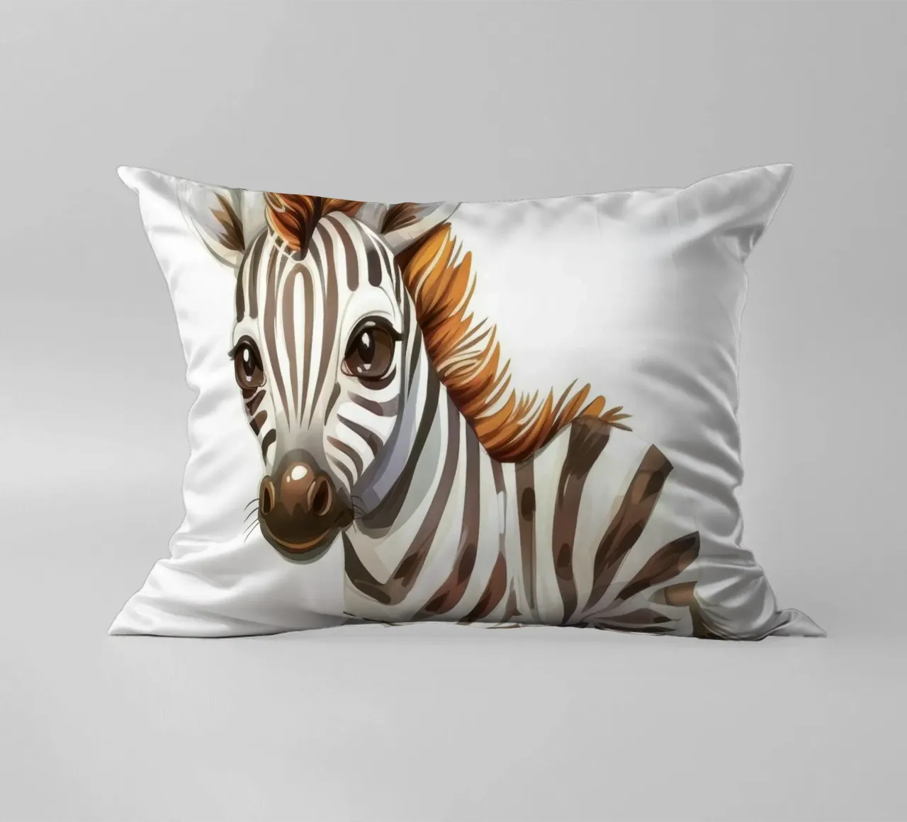 Carino il cucciolo di zebra in piedi sul terreno sabbioso con la criniera corta cuscino da DesignDoodle