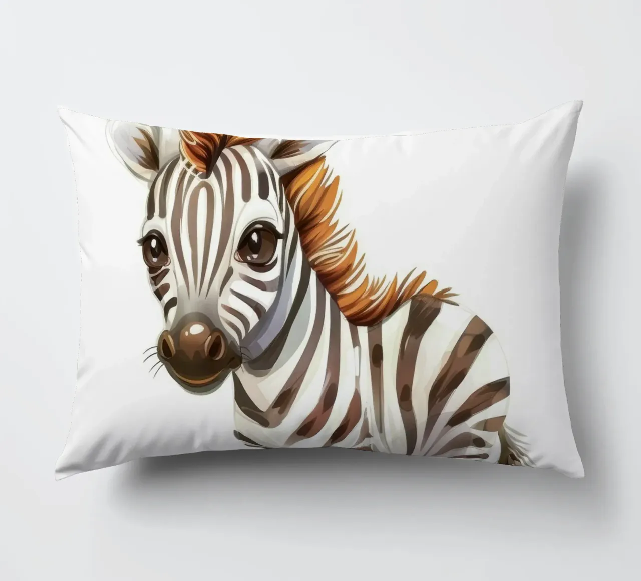 Carino il cucciolo di zebra in piedi sul terreno sabbioso con la criniera corta cuscino da DesignDoodle