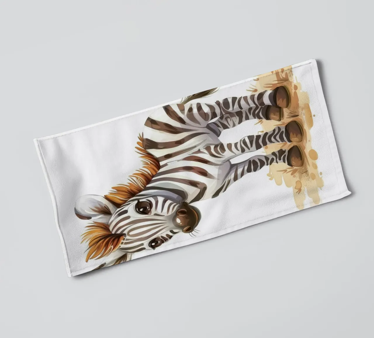 Mignon bébé zèbre debout sur un sol sablonneux avec une courte crinière serviette de bain de DesignDoodle