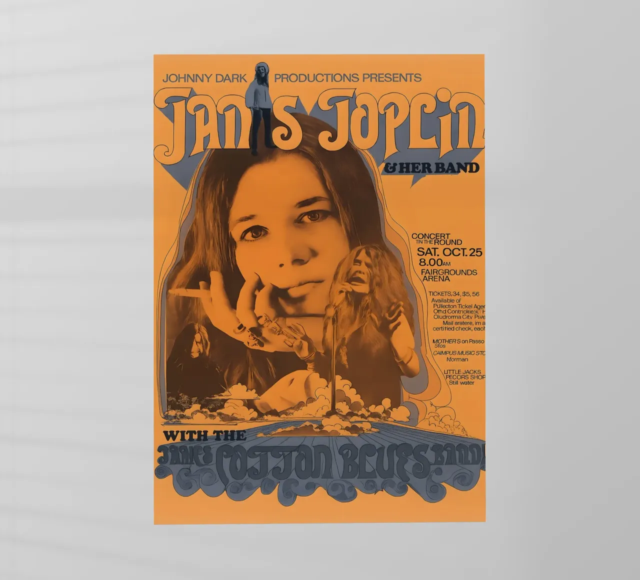 JANIS JOPLIN 1969 Concert Poster Wichita backlit film by DGUnder