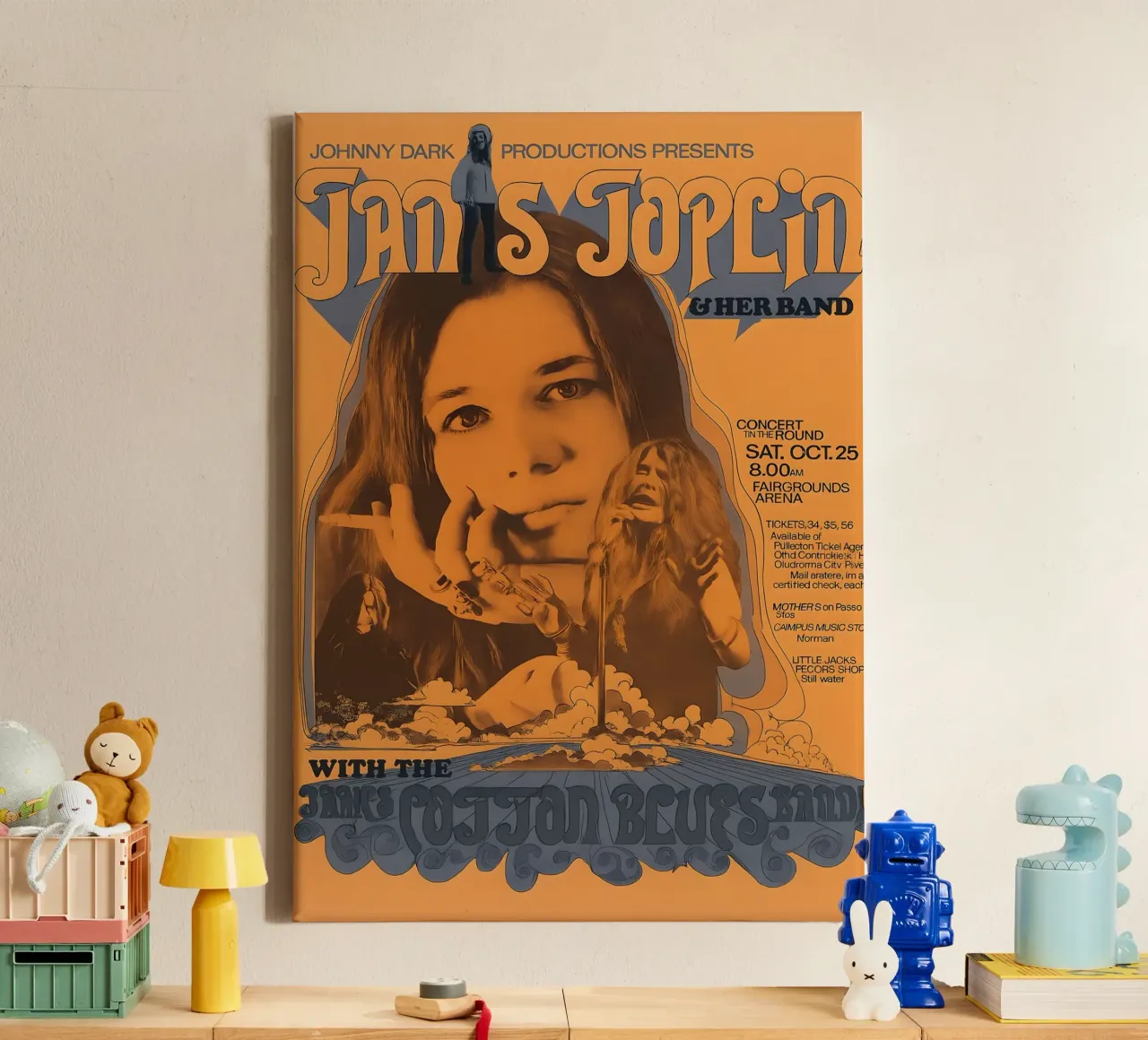 JANIS JOPLIN 1969 Concert Poster Wichita canvas by DGUnder