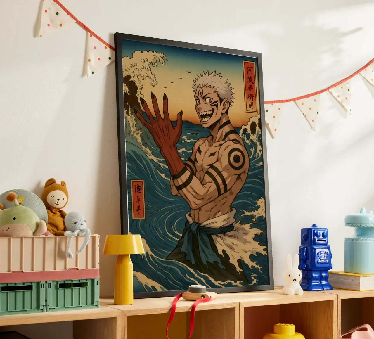 Vintage Jujutsu Kaisen Sukuna Japan Art poster con telaio in alluminio da KakiHanryJP