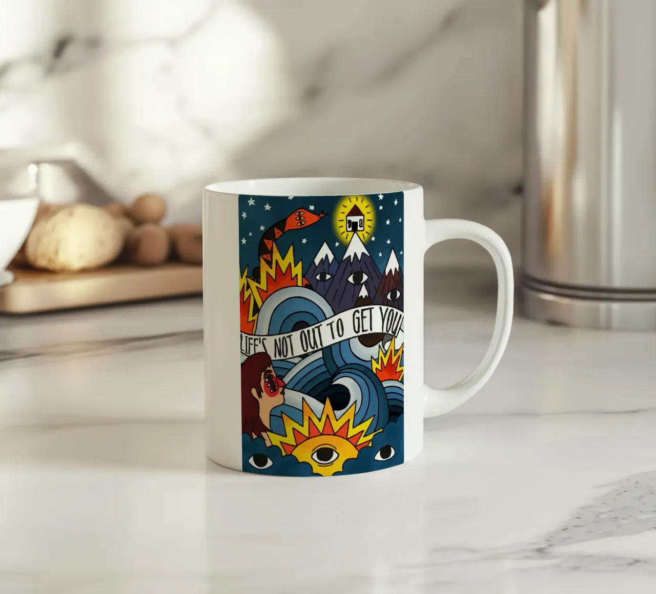 Neck Deep Illustration tazza in ceramica da Musadad Shop