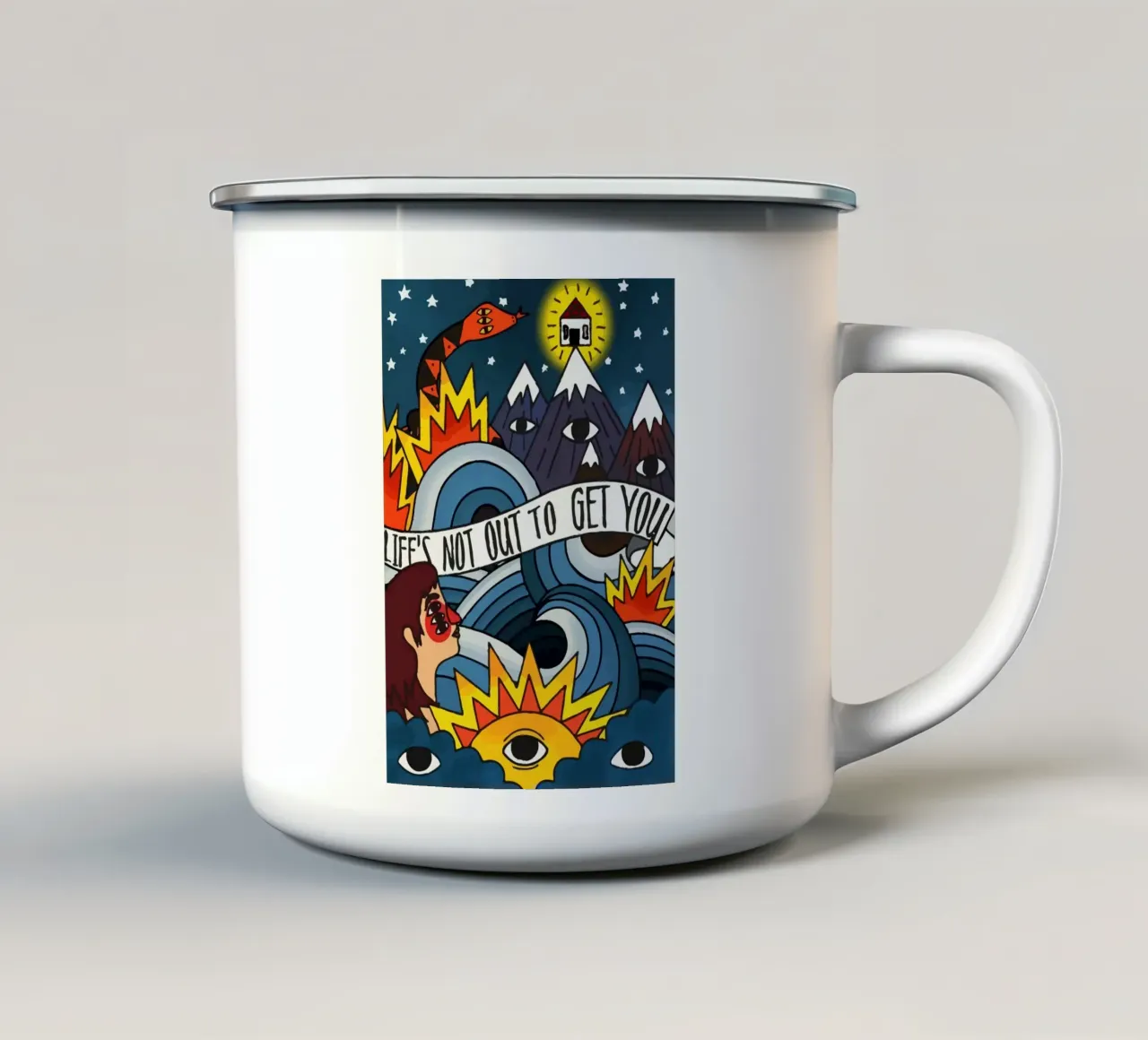 Neck Deep Illustration tazza in smalto da Musadad Shop