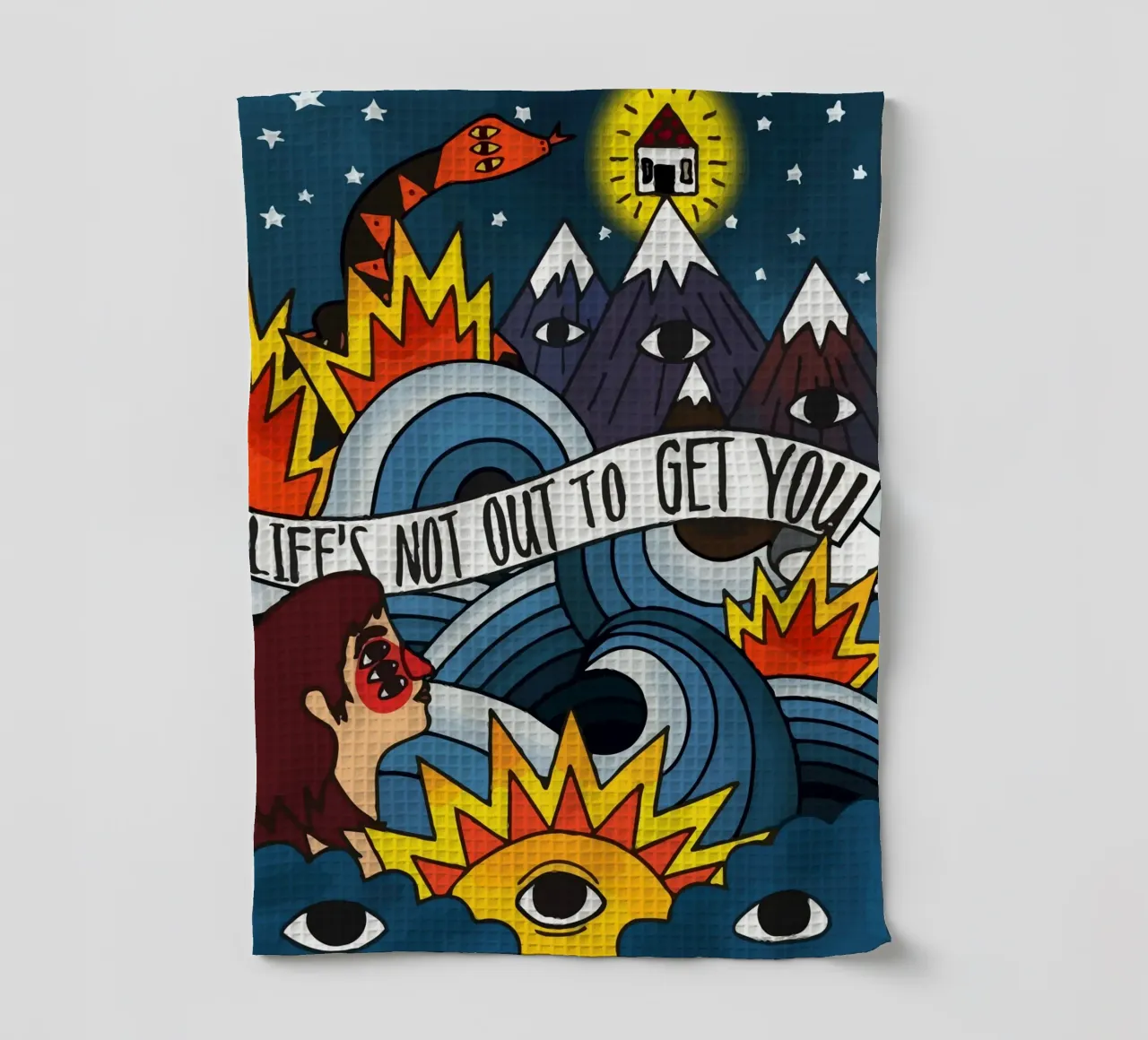 Neck Deep Illustration tea towel by Musadad Shop
