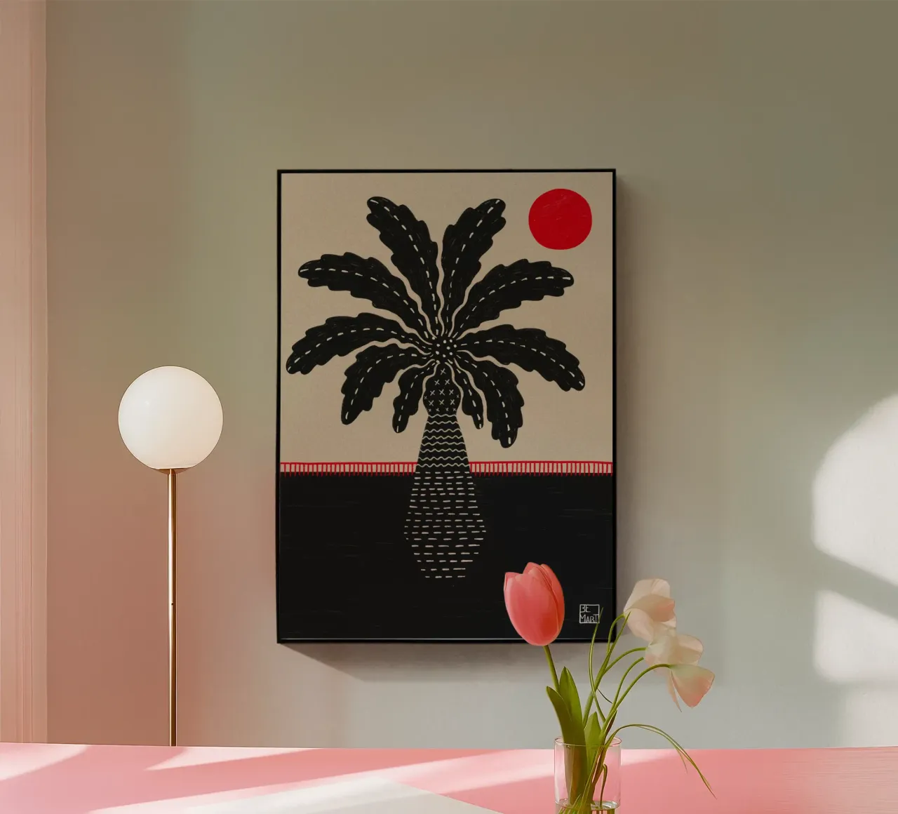 Palm over dried lava plexiglass da Be Mart