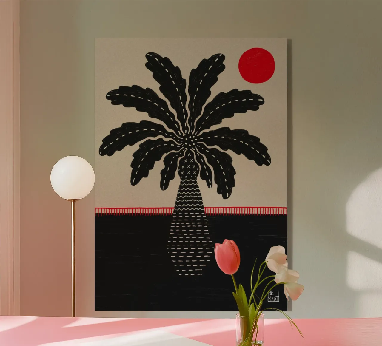 Palm over dried lava plexiglass da Be Mart