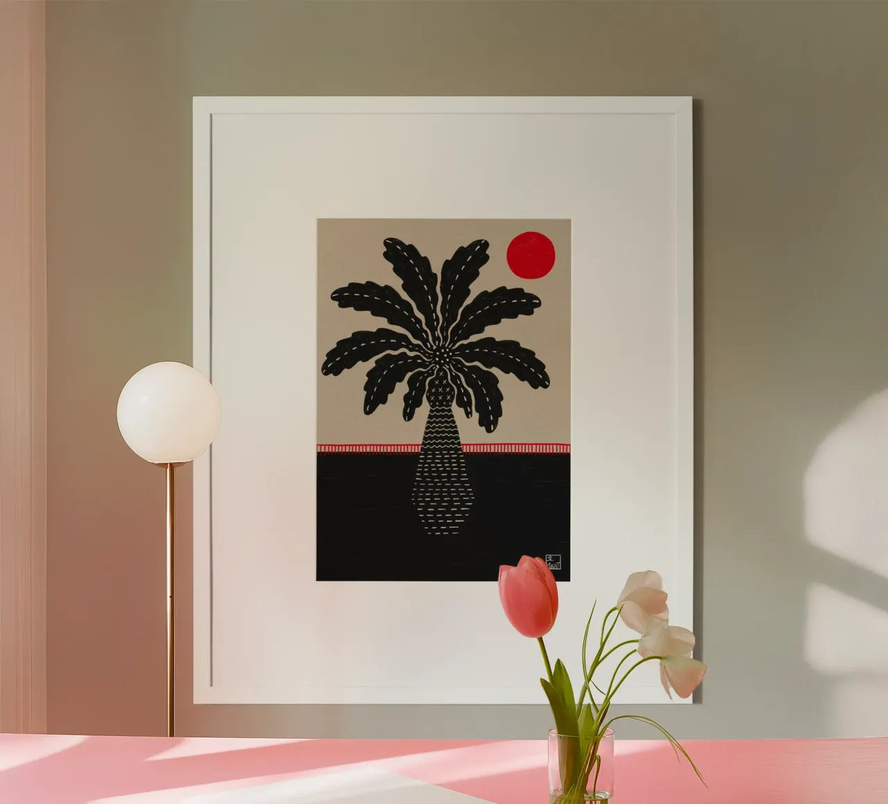 Palm over dried lava poster con telaio in legno da Be Mart