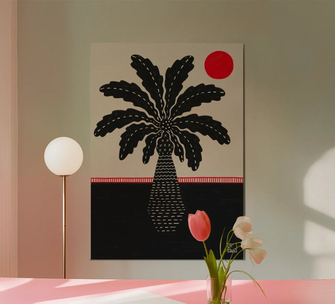 Palm over dried lava poster con telaio in legno da Be Mart