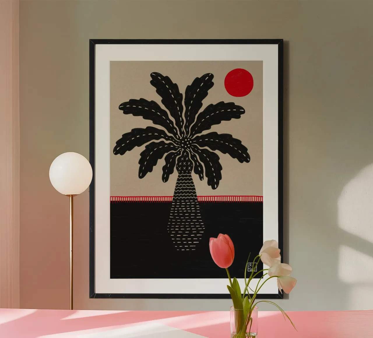 Palm over dried lava poster con telaio in legno da Be Mart