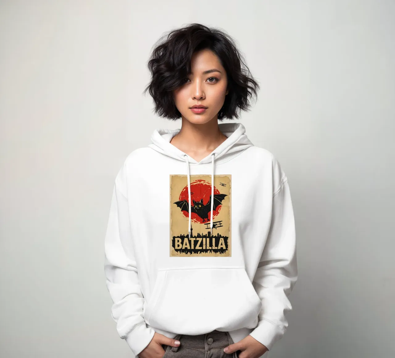 Batzilla vintage poster felpa con cappuccio da 🥝 KIWI STORE