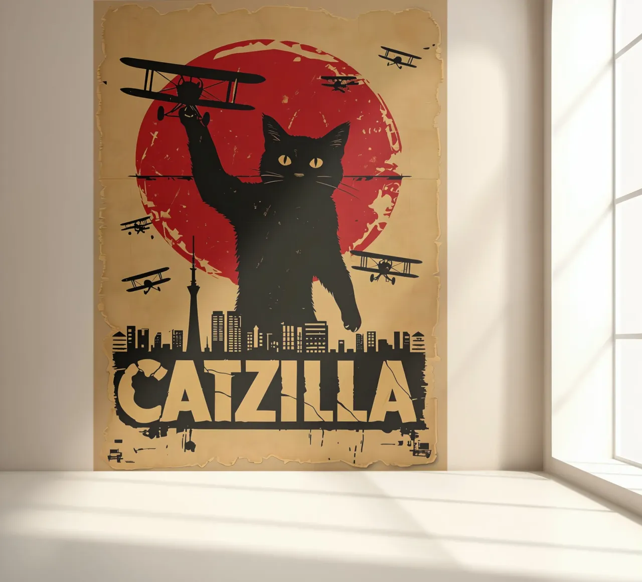 Vintage Catzilla Poster photo wallpaper by 🥝 KIWI STORE