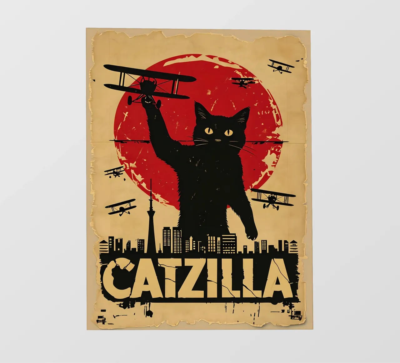 Vintage Catzilla Poster photo wallpaper by 🥝 KIWI STORE