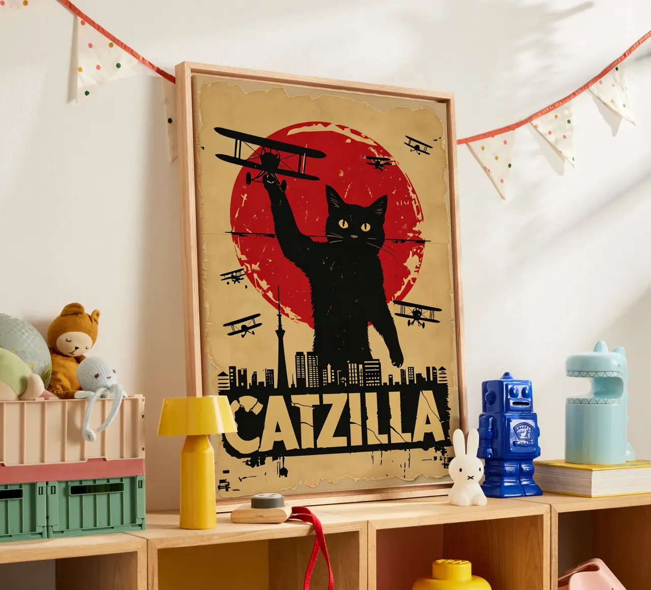Poster d'epoca di Catzilla tela da 🥝 KIWI STORE
