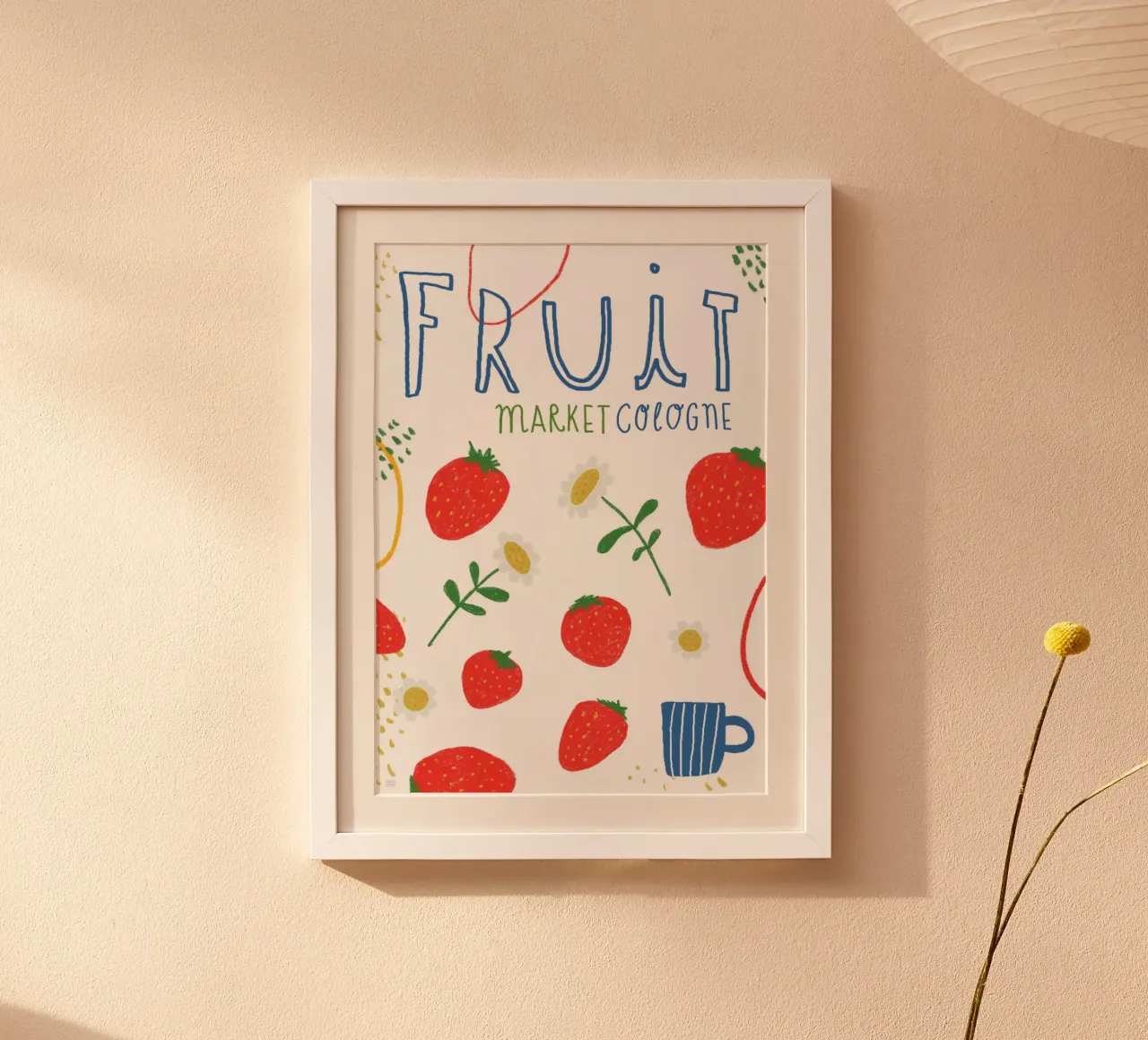 Fruit Market Cologne poster with wooden frame by Anika Merten