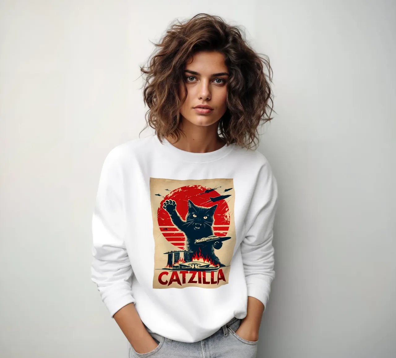 Catzilla vintage poster felpa da 🥝 KIWI STORE