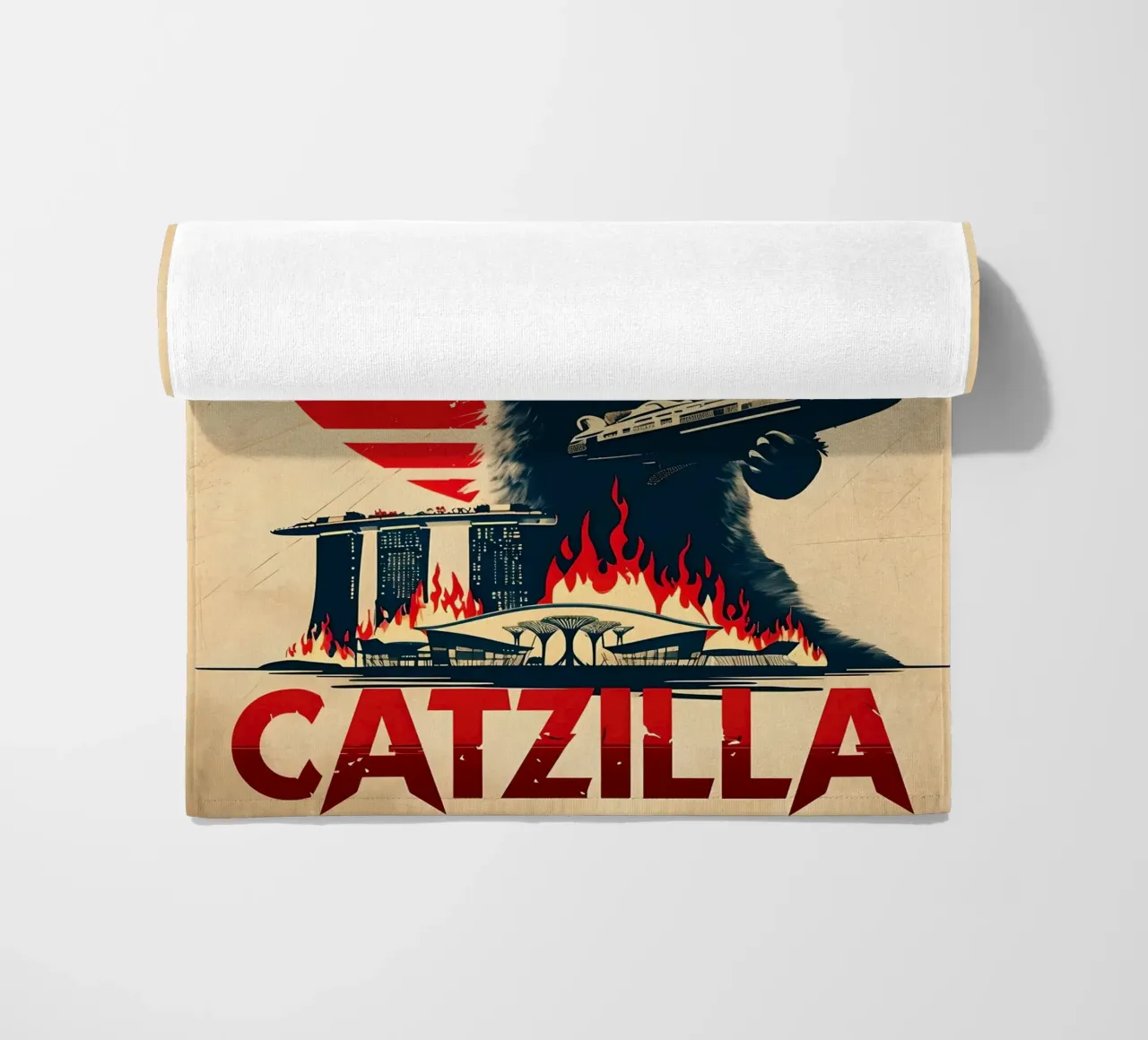 Catzilla vintage poster telo mare da 🥝 KIWI STORE