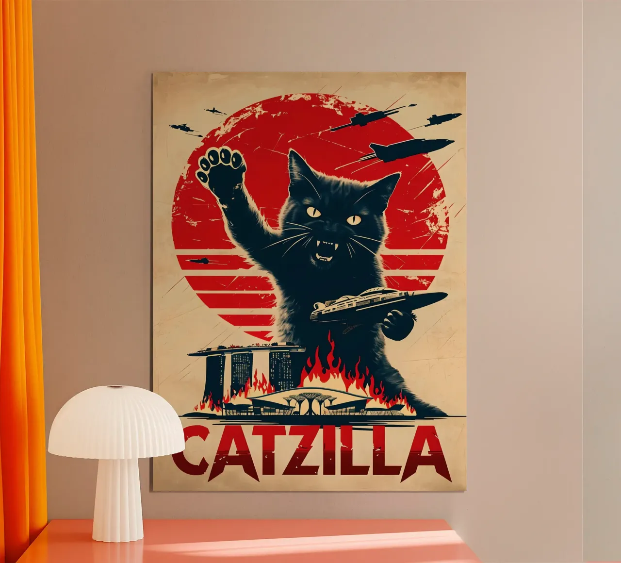 Catzilla vintage poster carta hahnemühle da 🥝 KIWI STORE