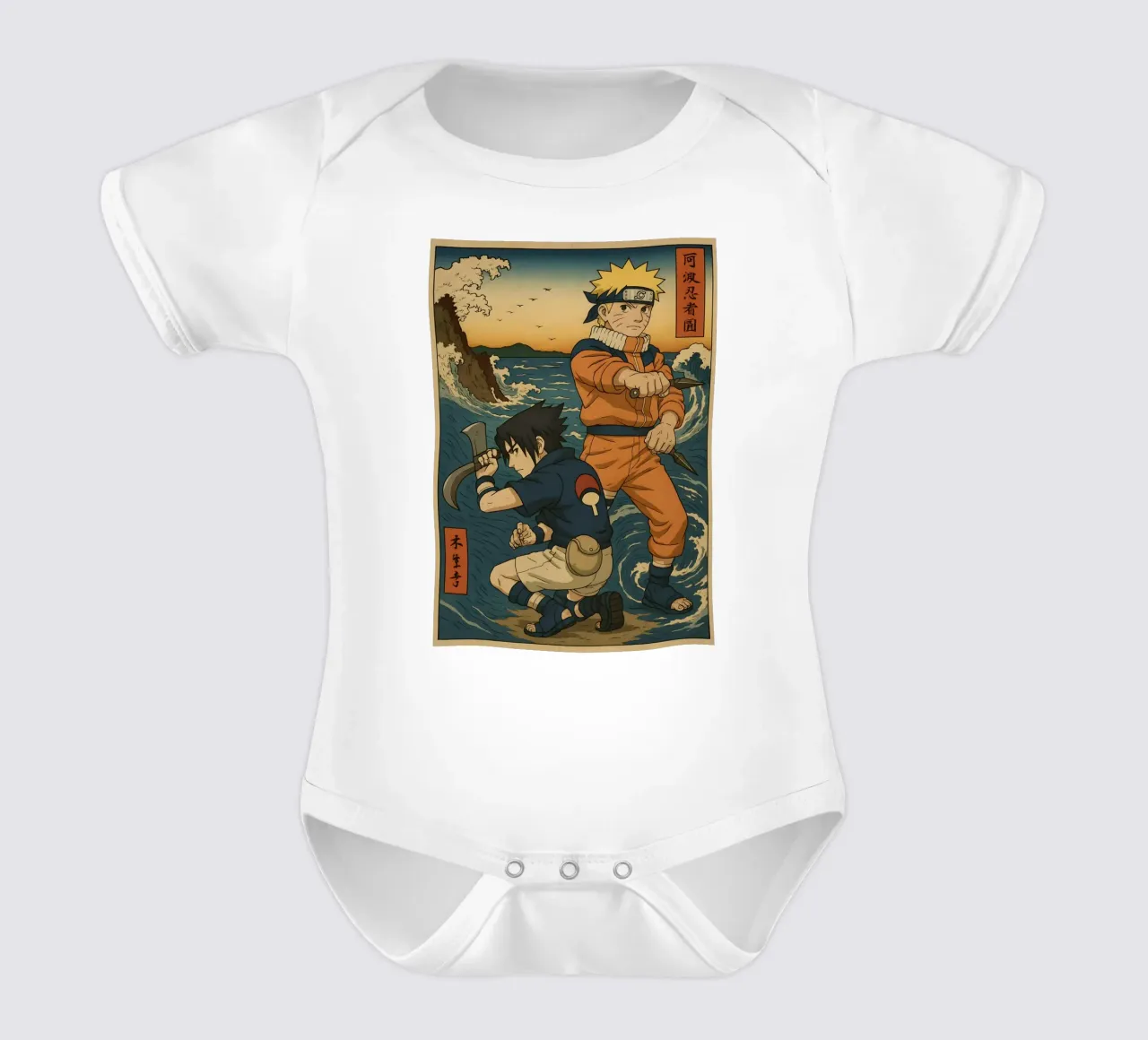 Vintage Naruto and Sasuke Japan Art body neonato maniche corte da KakiHanryJP