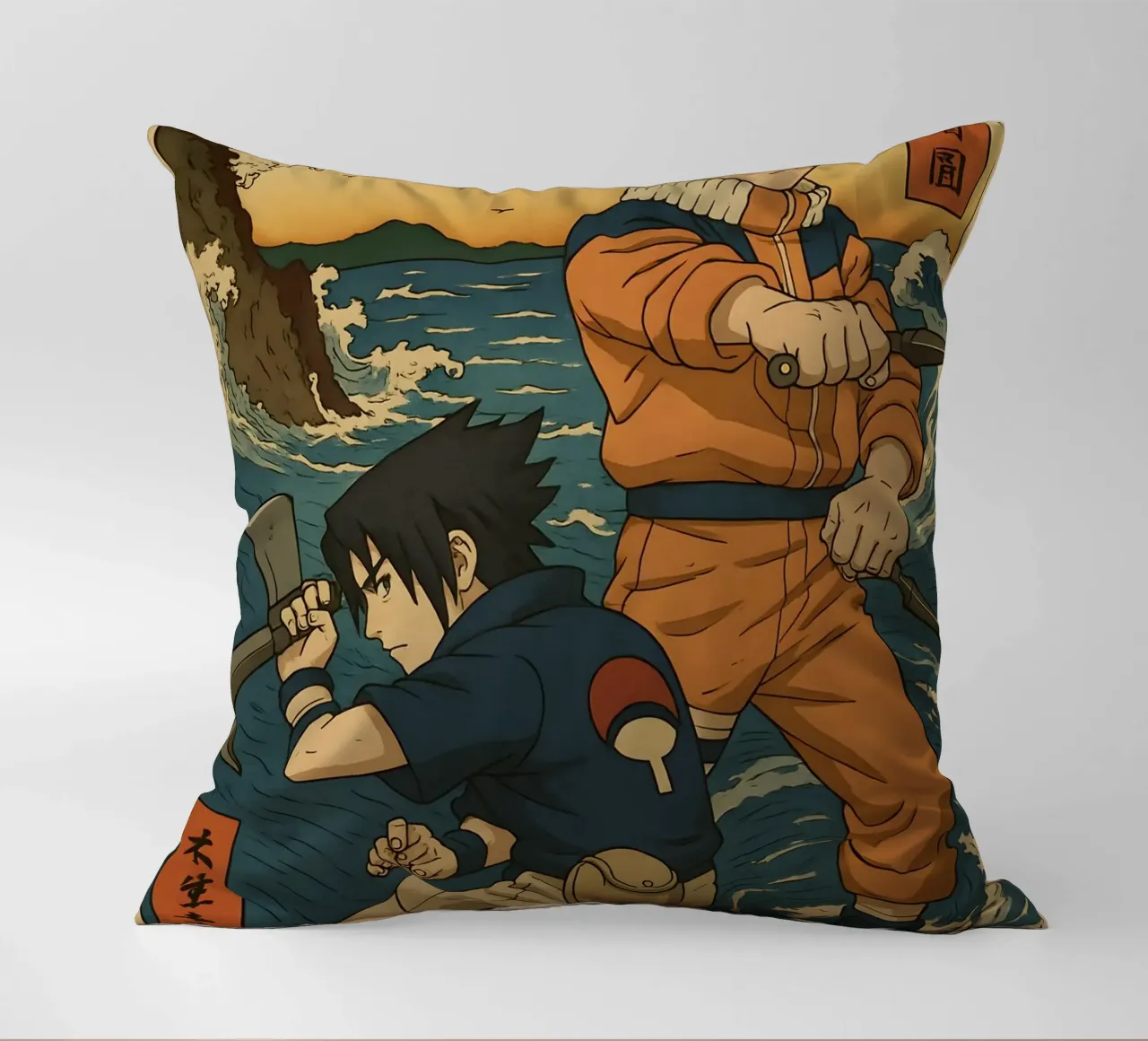 Vintage Naruto and Sasuke Japan Art cuscino da KakiHanryJP