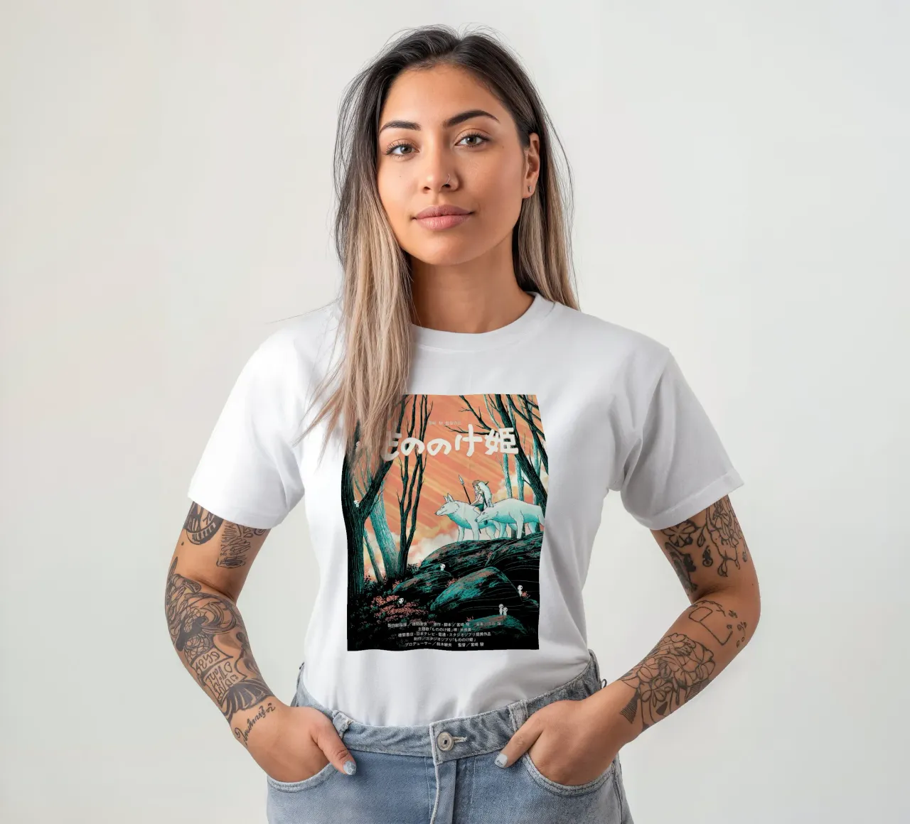 La principessa e il lupo bianco t-shirt da Shin Store