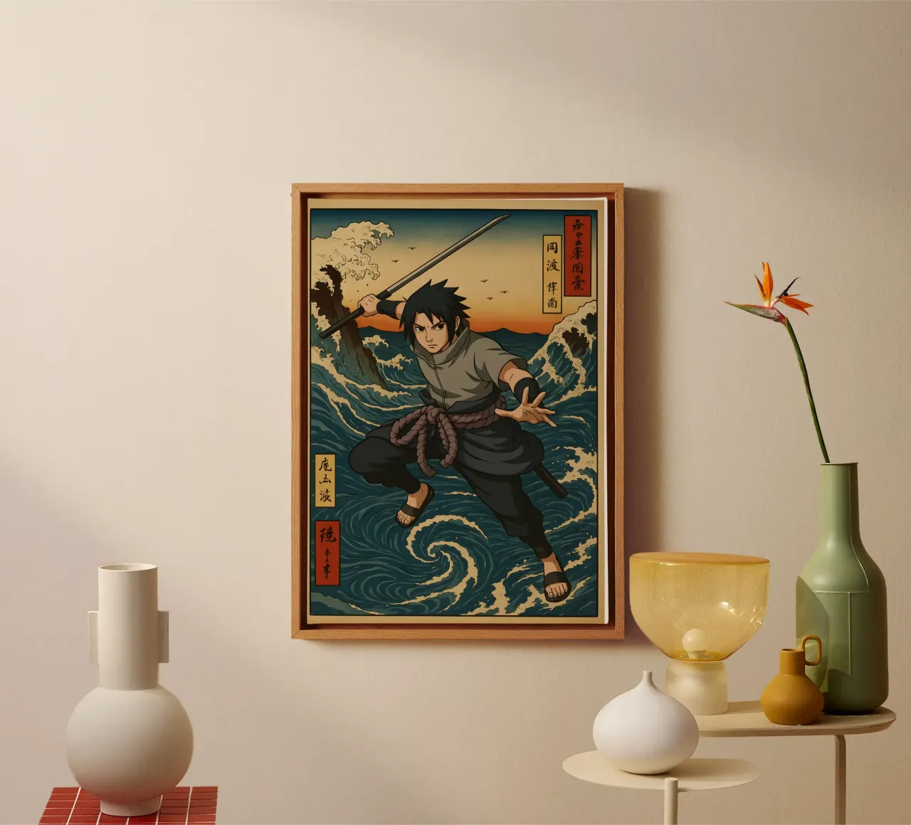 Vintage sasuke Japan Art canvas met Baklijst van KakiHanryJP